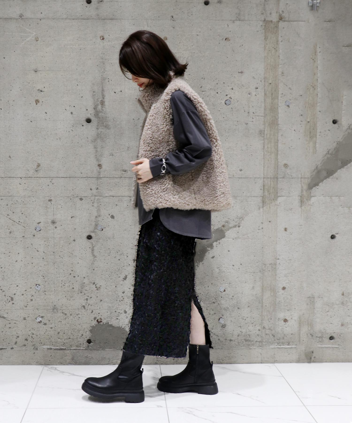 デニムライクカットジャカード　タイトスカート