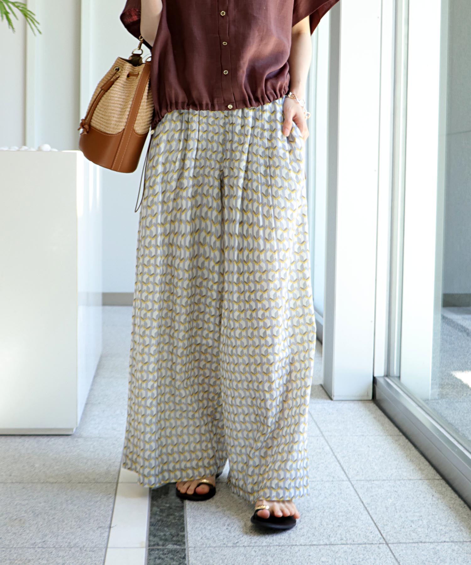 Deveau×ジオメトリックプリント　スーパーワイドパンツ