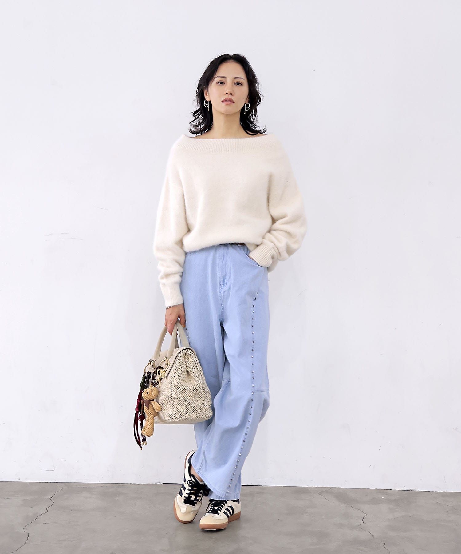 【8月28日予約販売】フォックスカシミヤ オフショルダープルオーバー