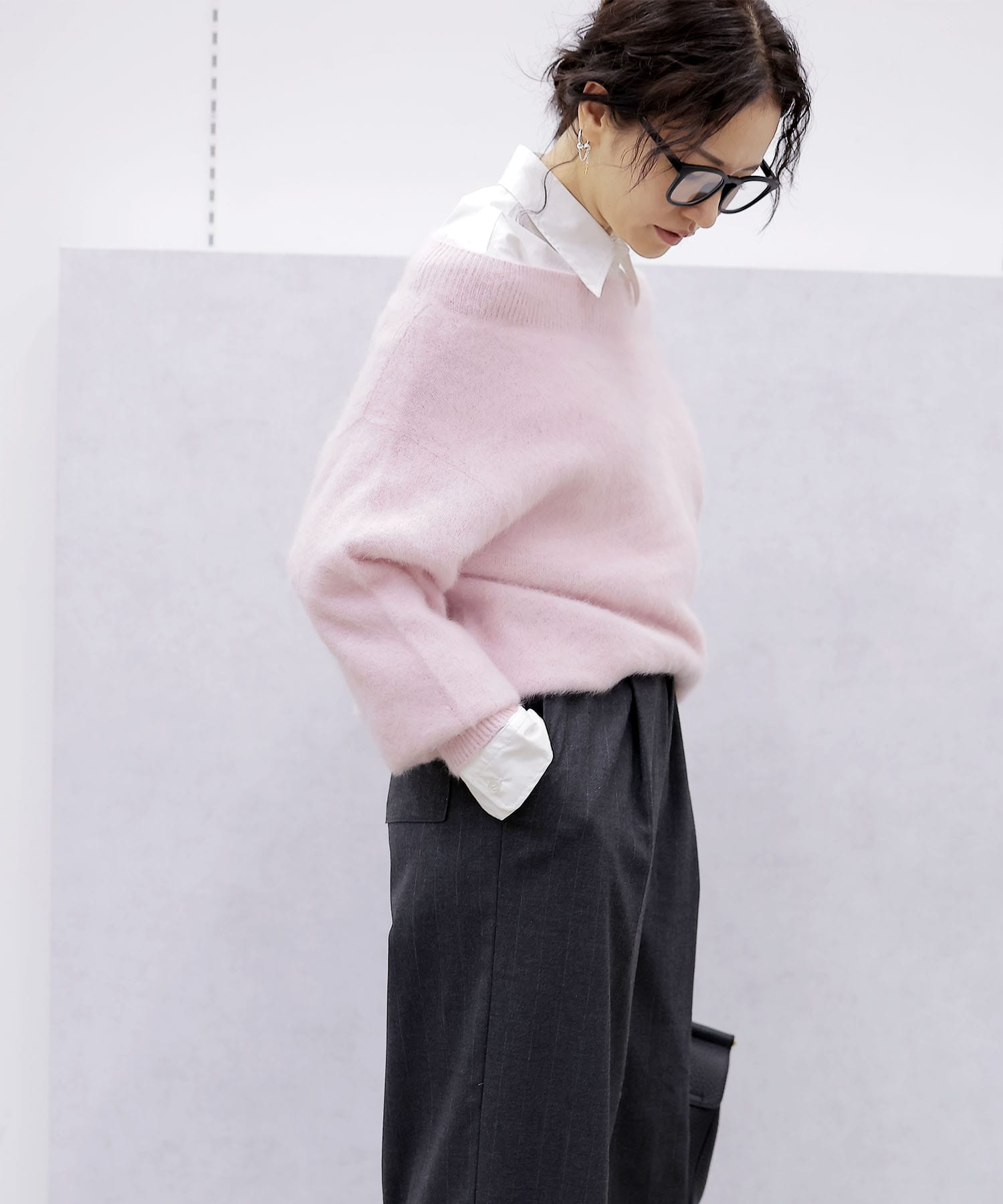 【8月28日予約販売】フォックスカシミヤ オフショルダープルオーバー