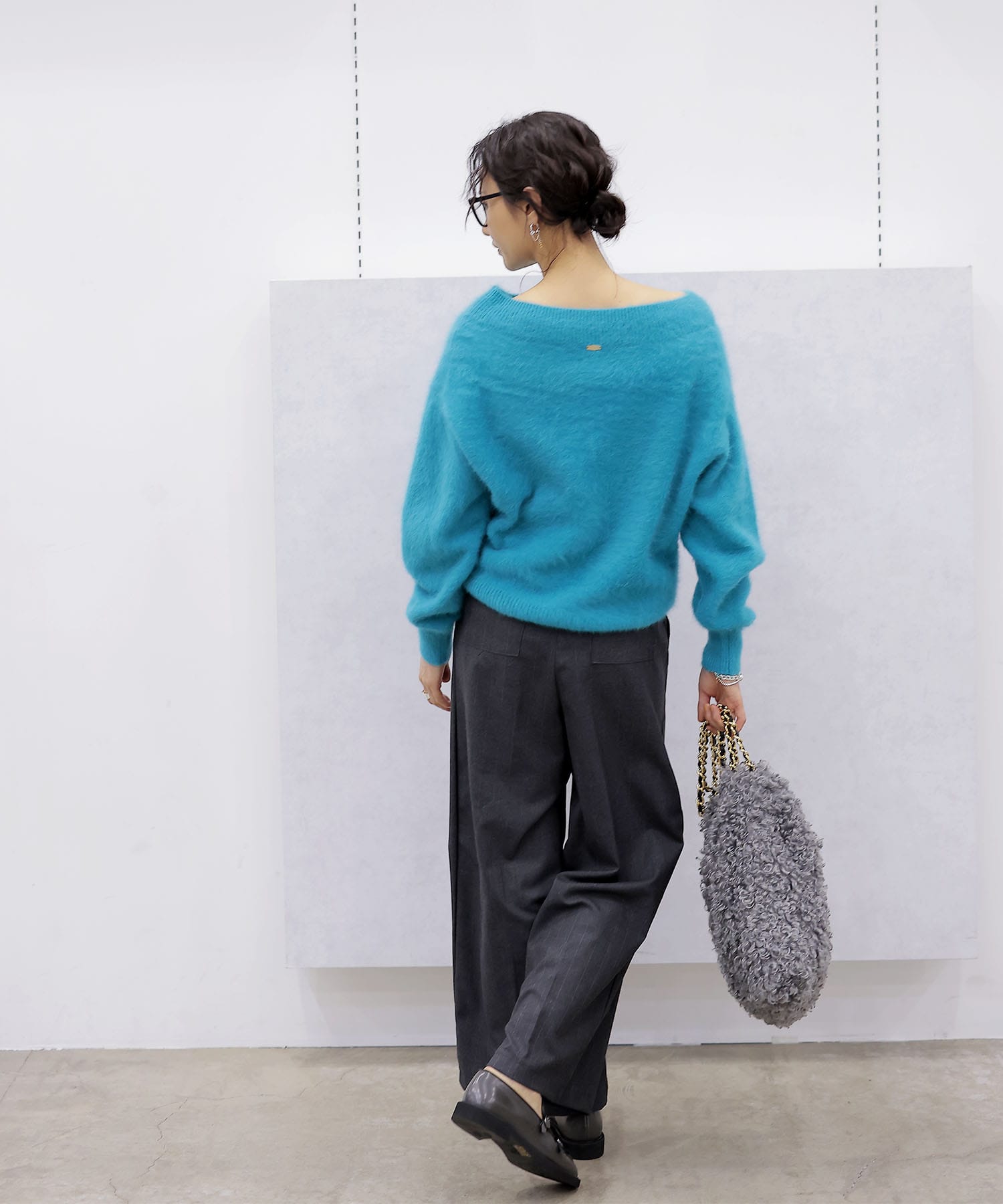 【8月28日予約販売】フォックスカシミヤ オフショルダープルオーバー