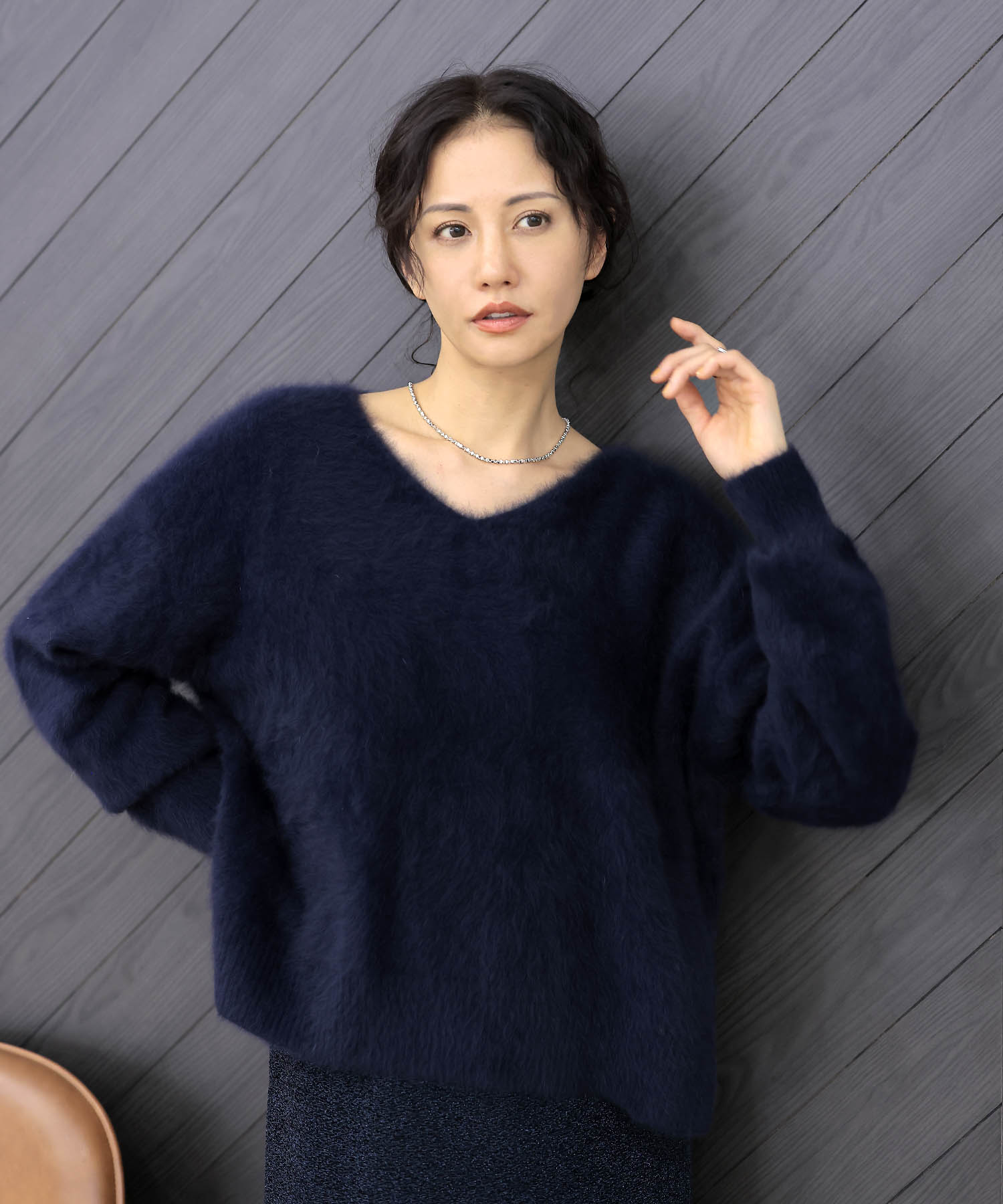 【8月28日予約販売】フォックスカシミヤ Vネックプルオーバー