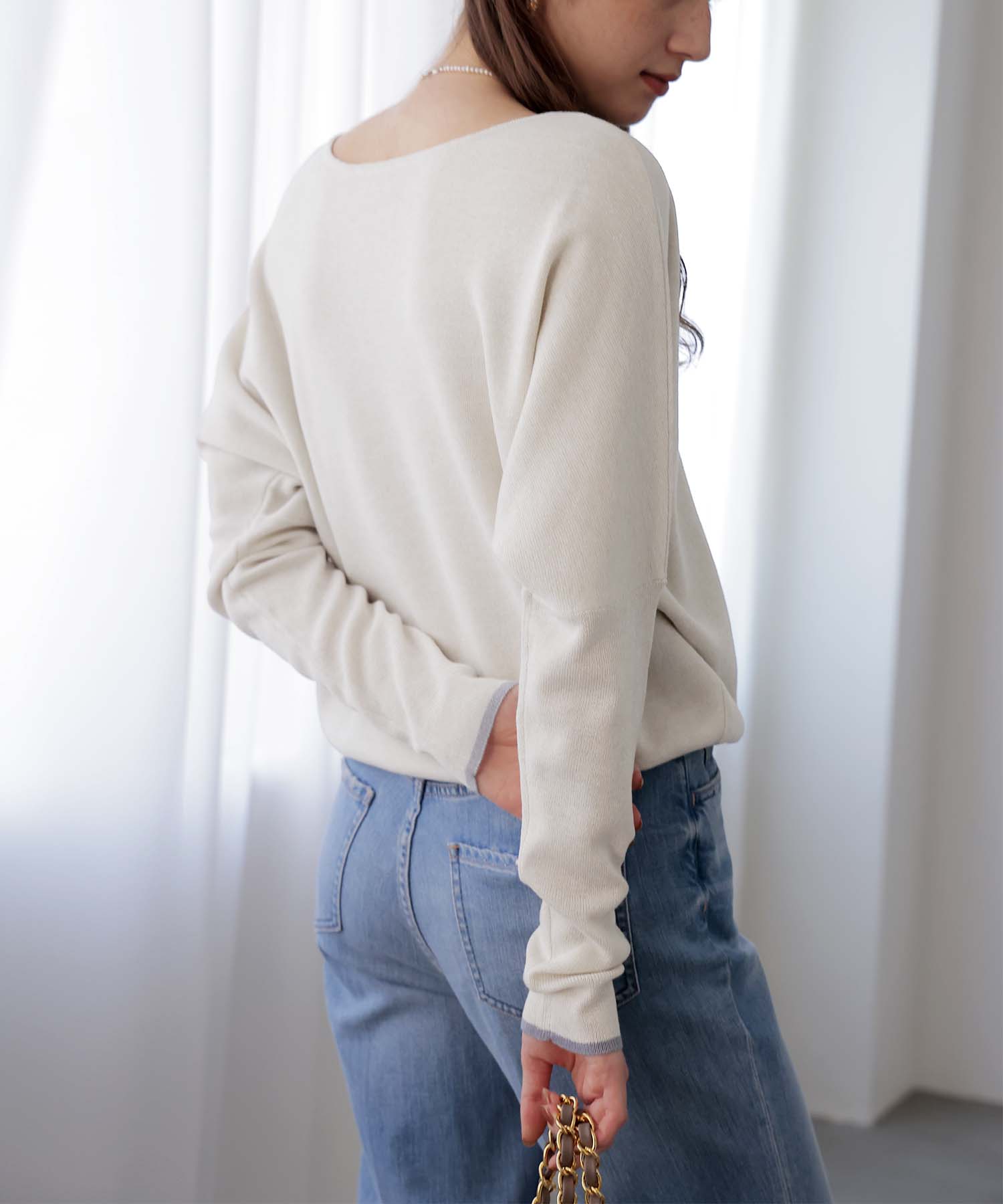 ラメ糸前後2wayドルマンニット