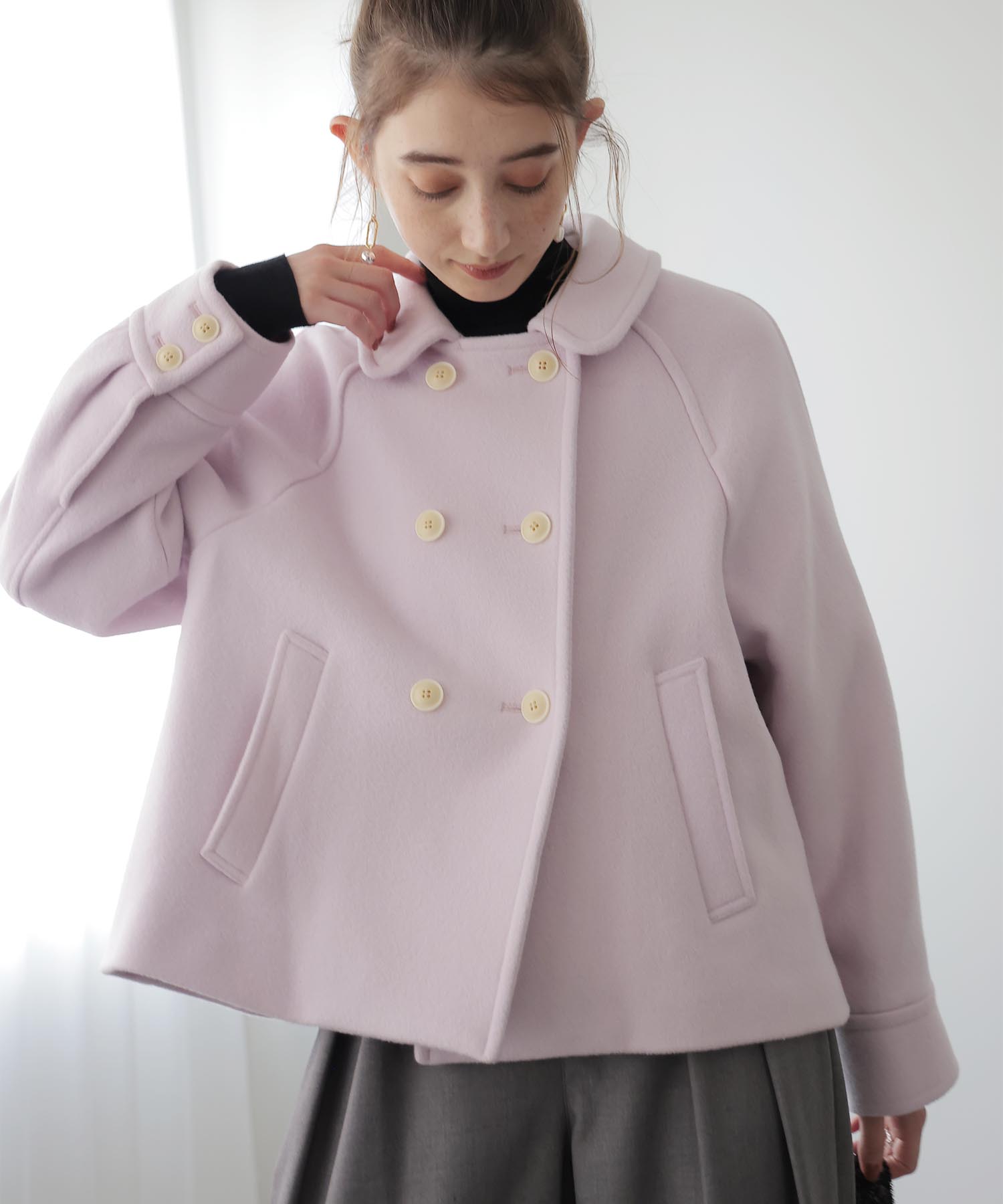 シャルム加工ウールショートPコート