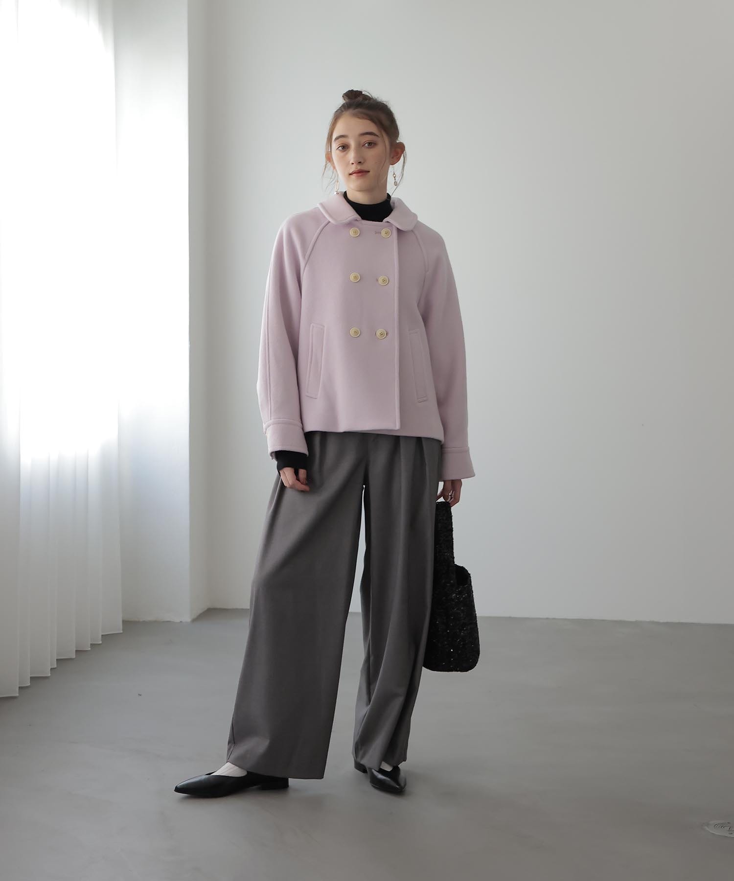 【10月16日予約販売】シャルム加工ウールショートPコート