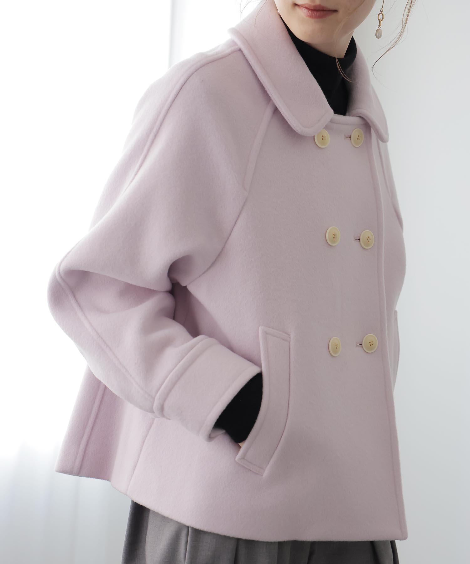 【10月16日予約販売】シャルム加工ウールショートPコート