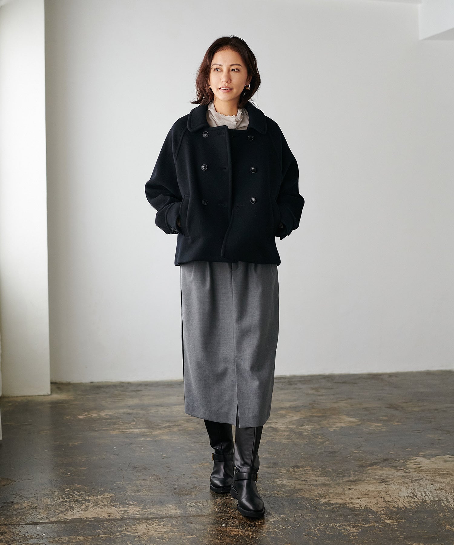 【10月16日予約販売】シャルム加工ウールショートPコート