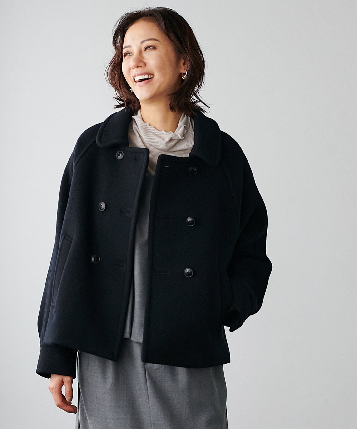 【10月16日予約販売】シャルム加工ウールショートPコート