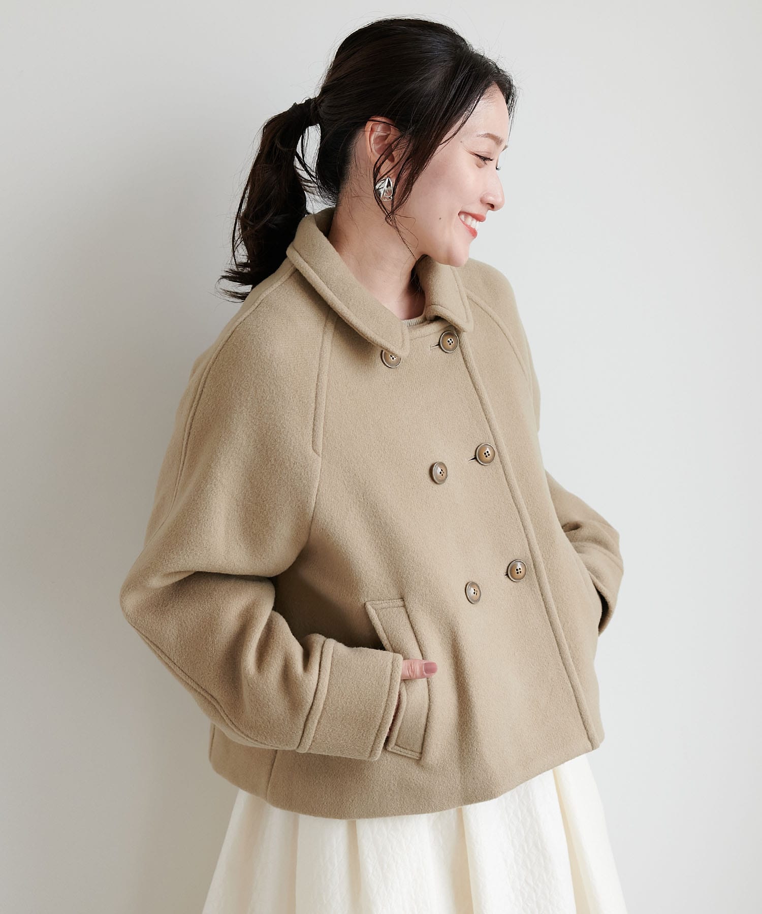 【10月16日予約販売】シャルム加工ウールショートPコート