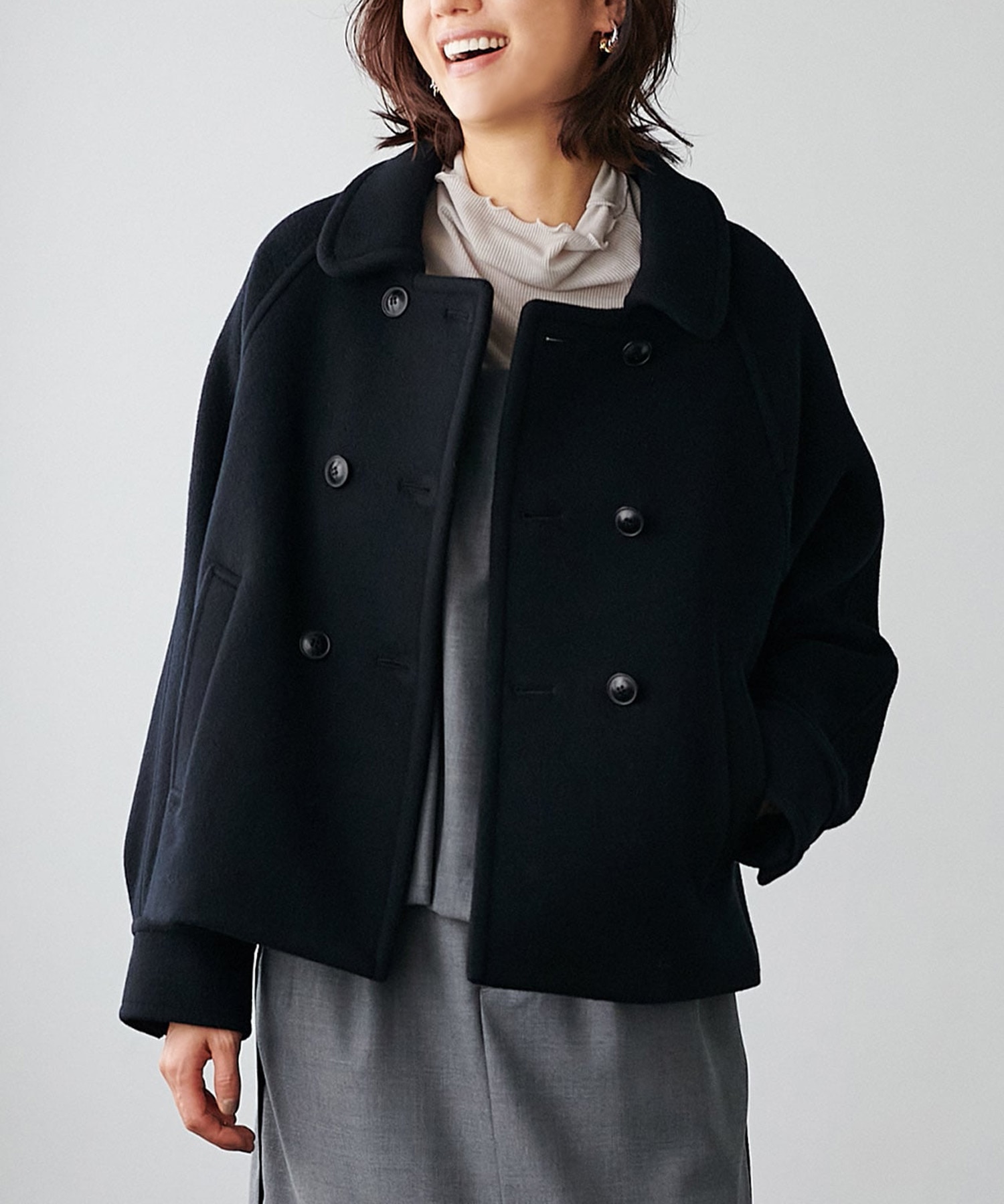 シャルム加工ウールショートPコート