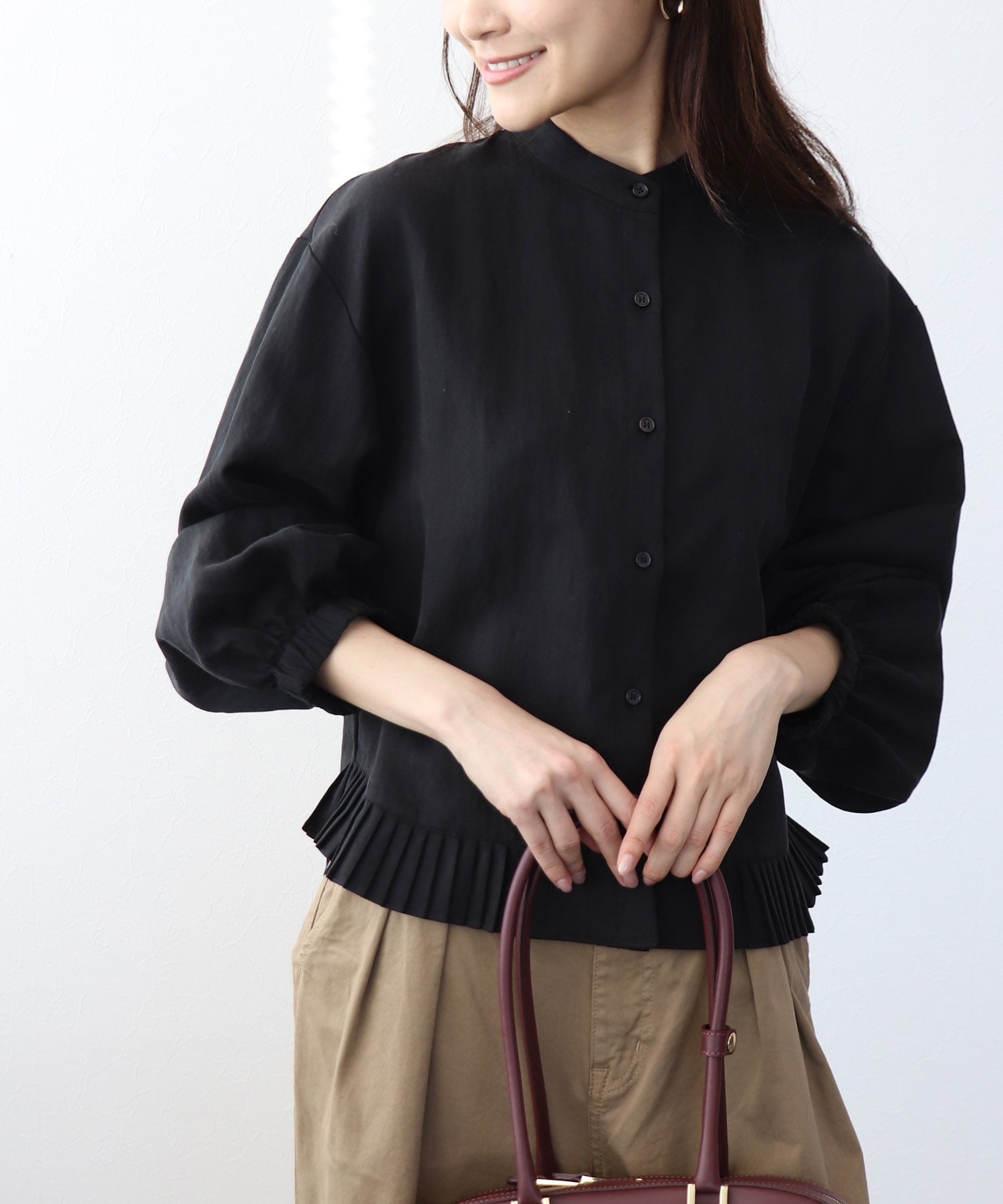 プリーツディティールブラウス