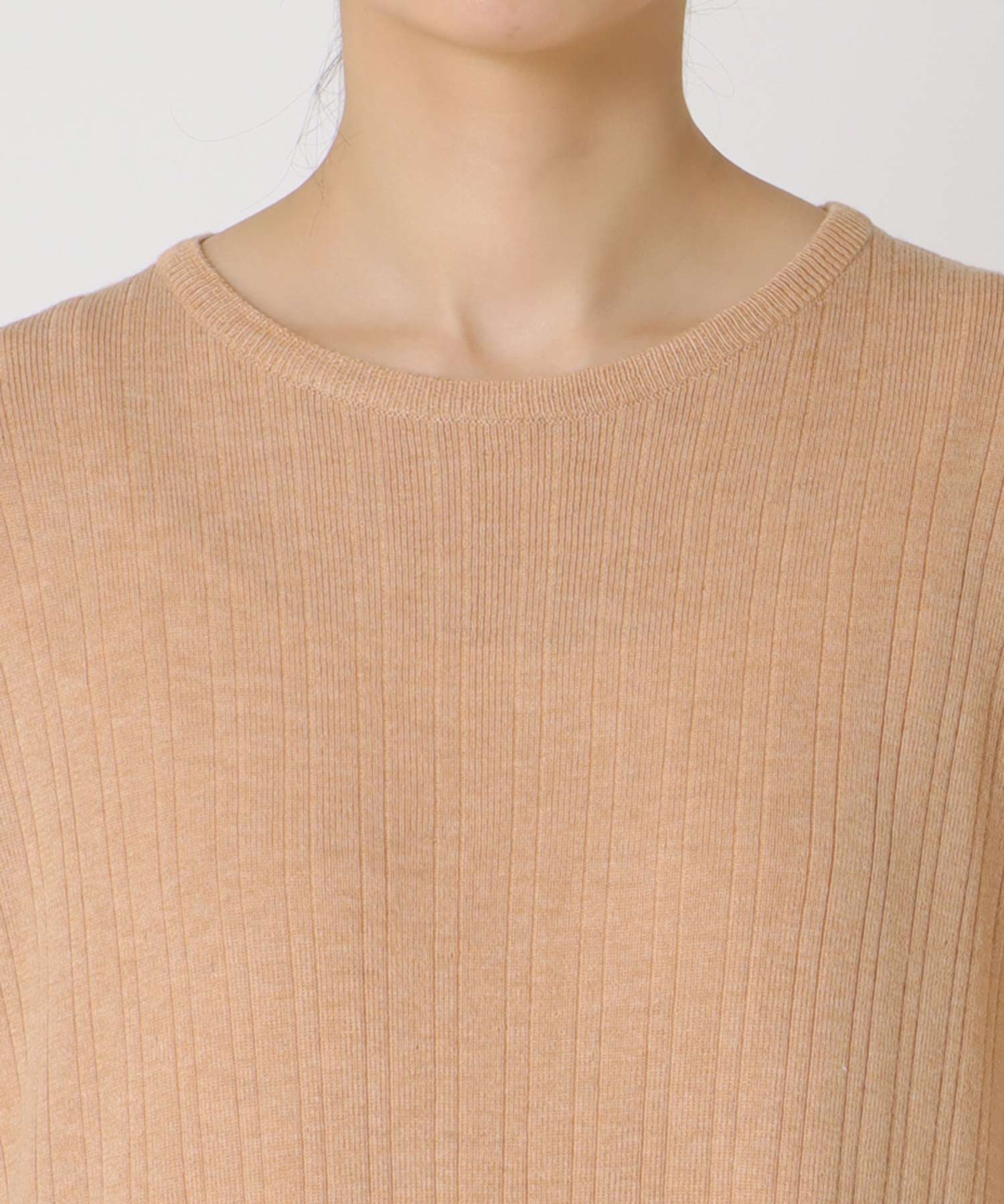 カシミヤ混バイカラーAラインワンピース