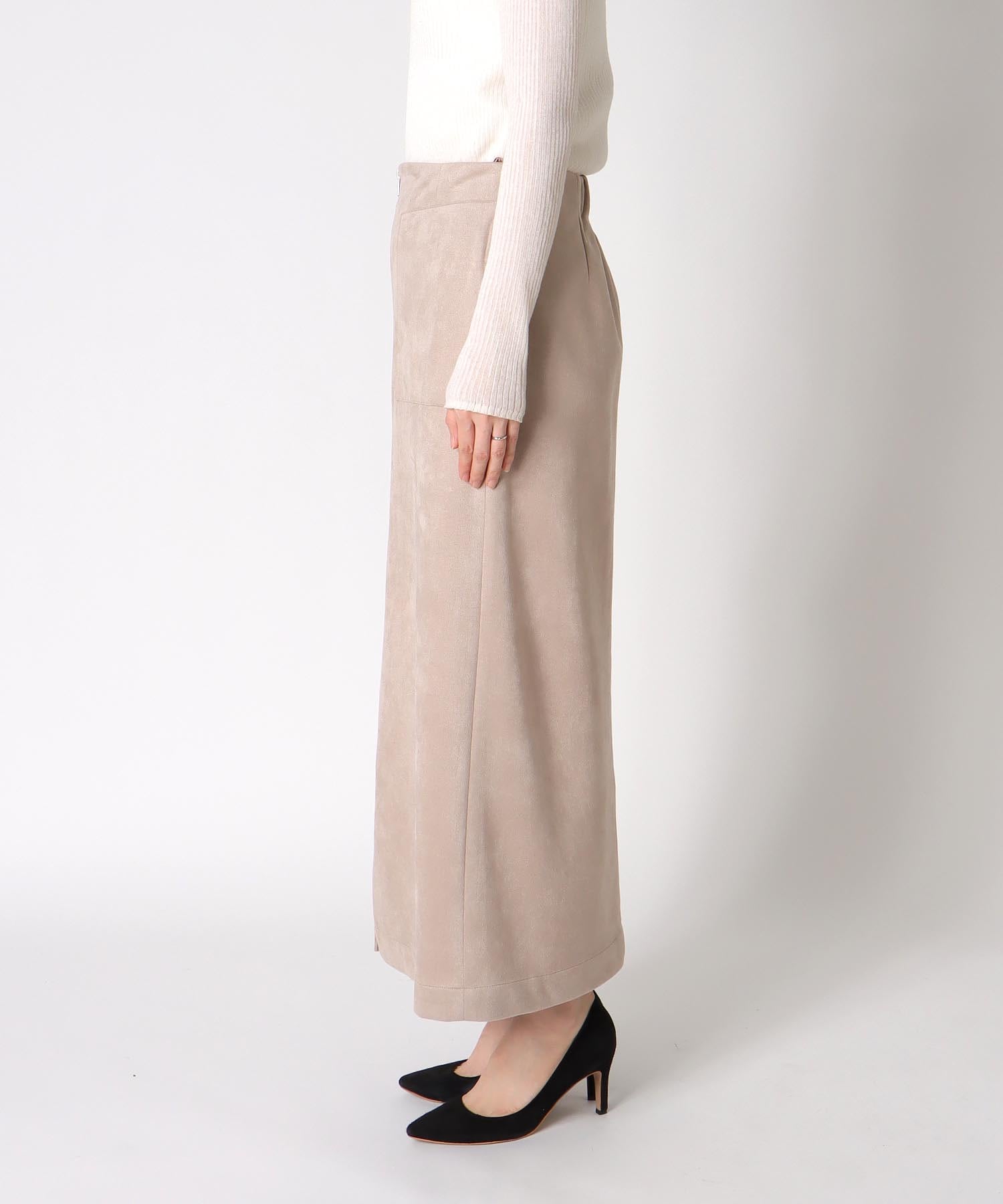 ストレッチスエード フロントZIPスカート