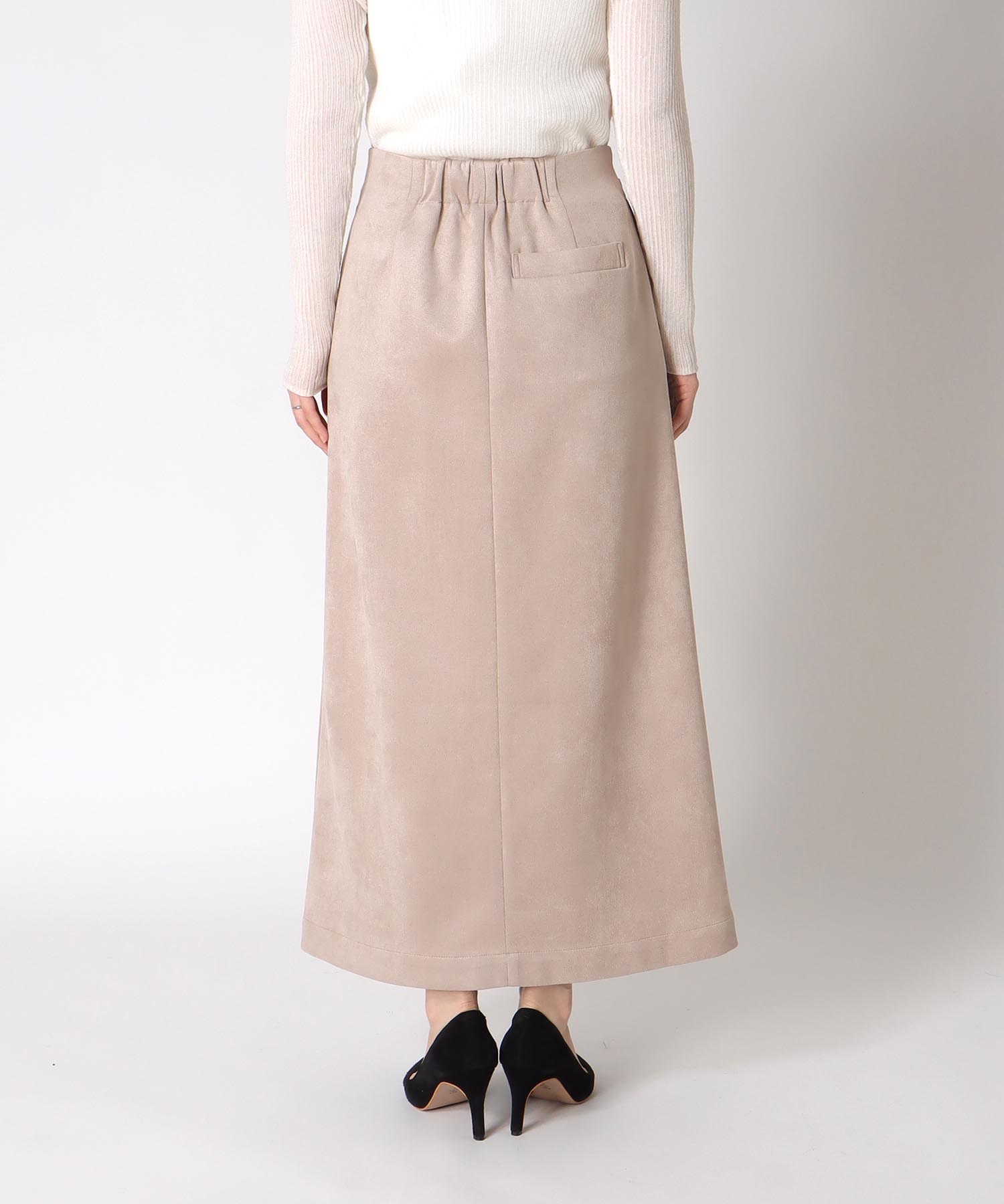 ストレッチスエード フロントZIPスカート
