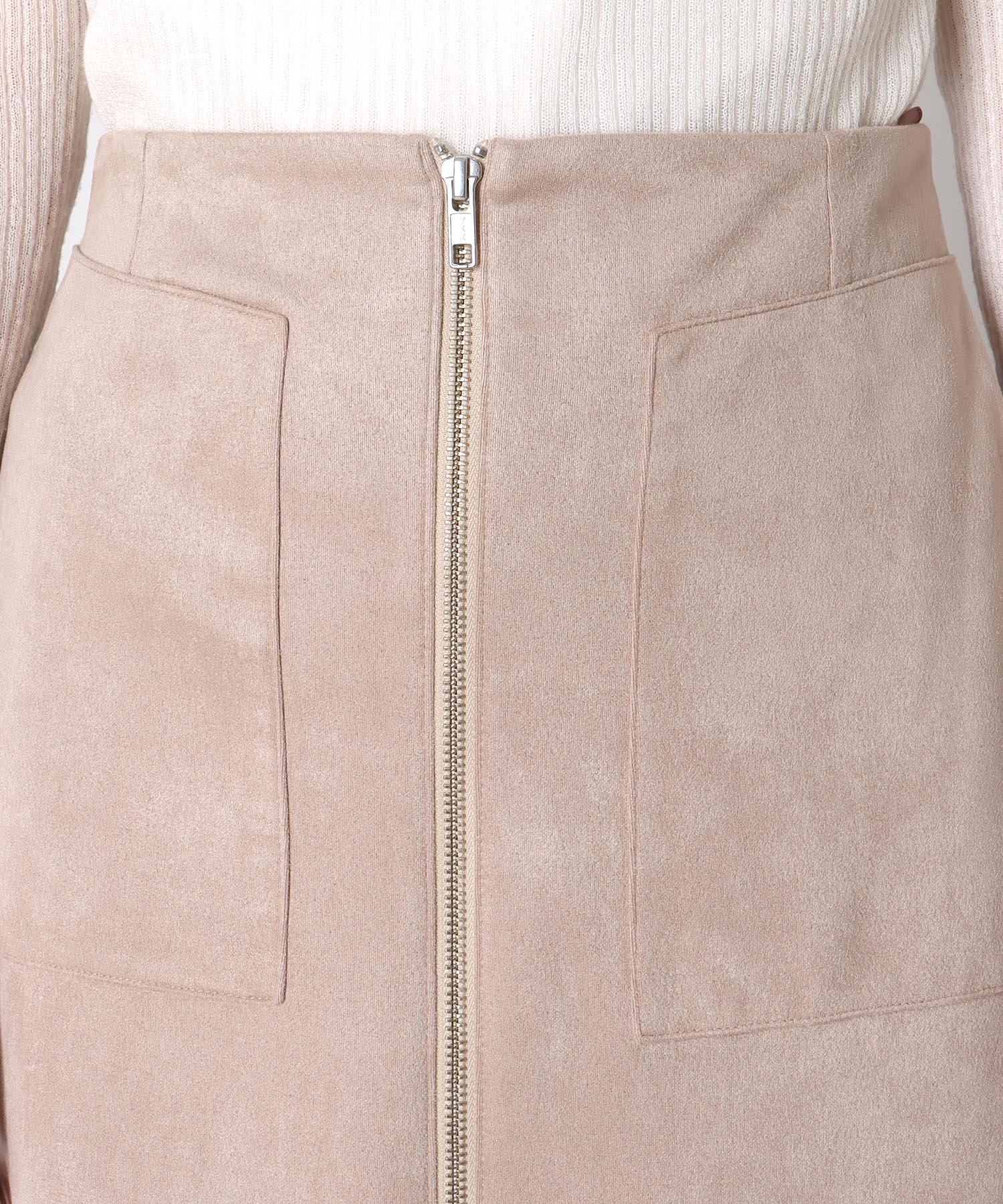 ストレッチスエード フロントZIPスカート