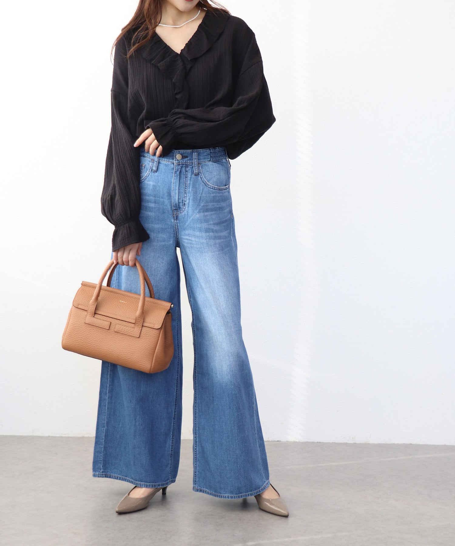 ダブルガーゼフリルブラウス