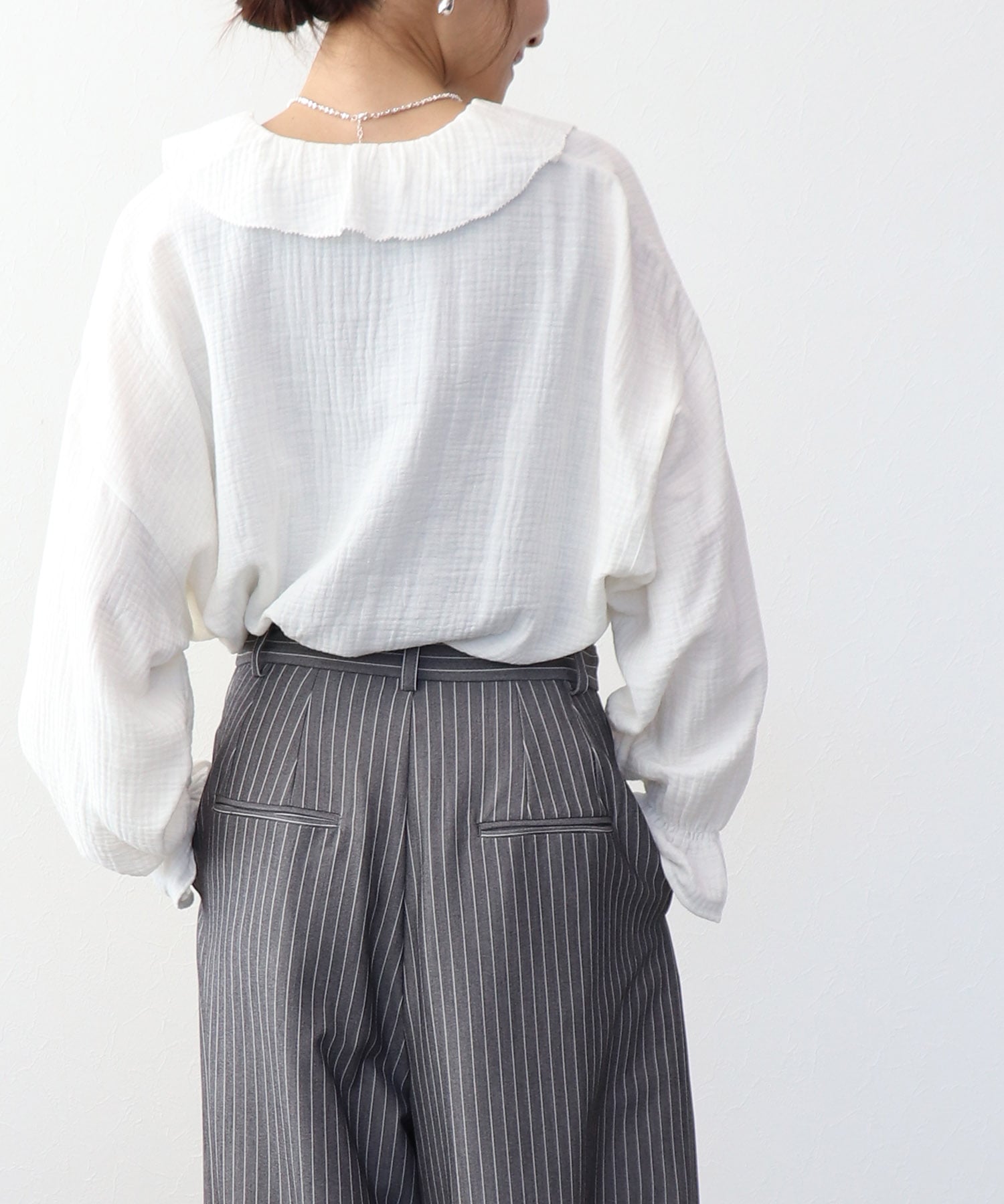 ダブルガーゼフリルブラウス