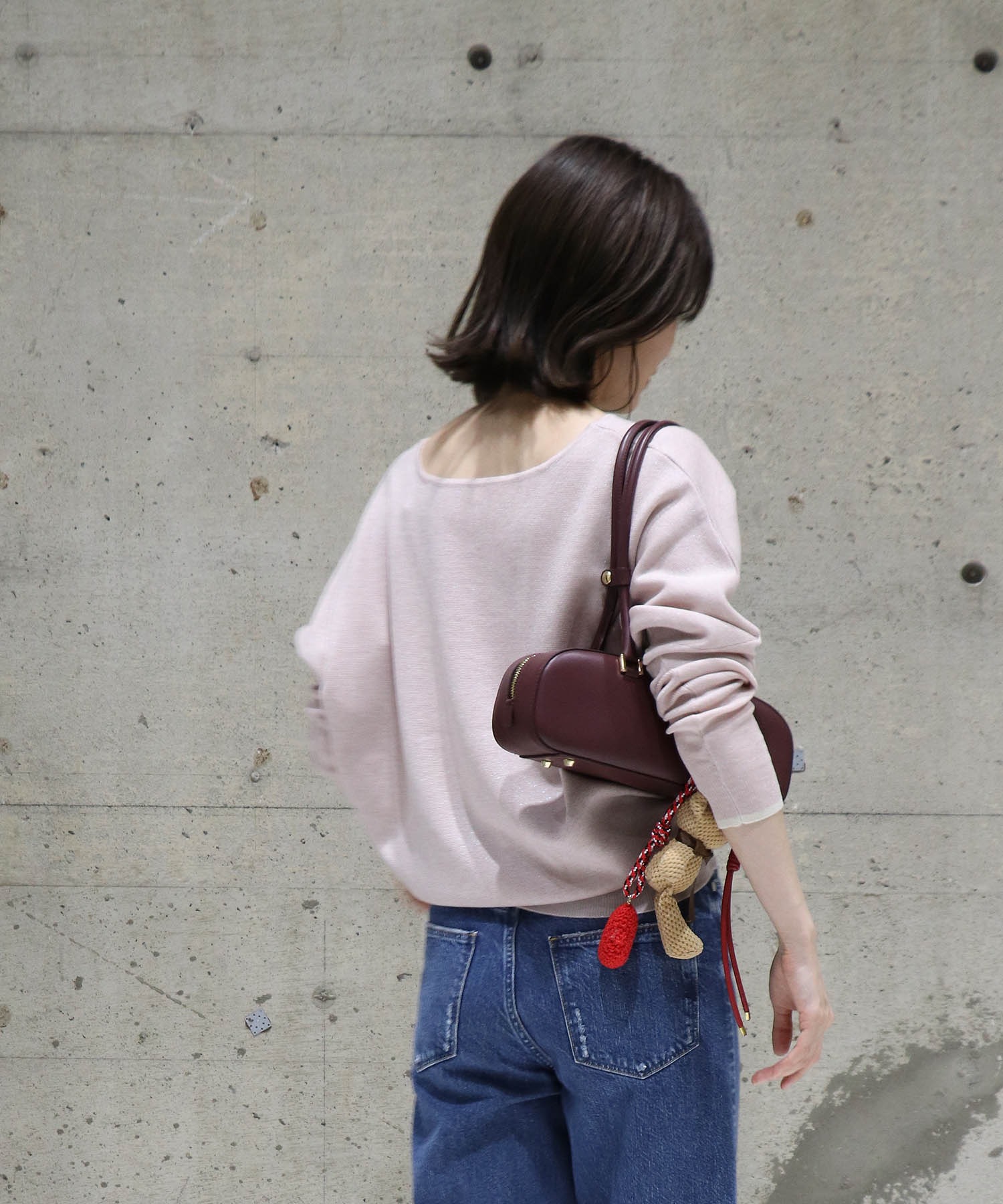 ラメ糸前後2wayドルマンニット