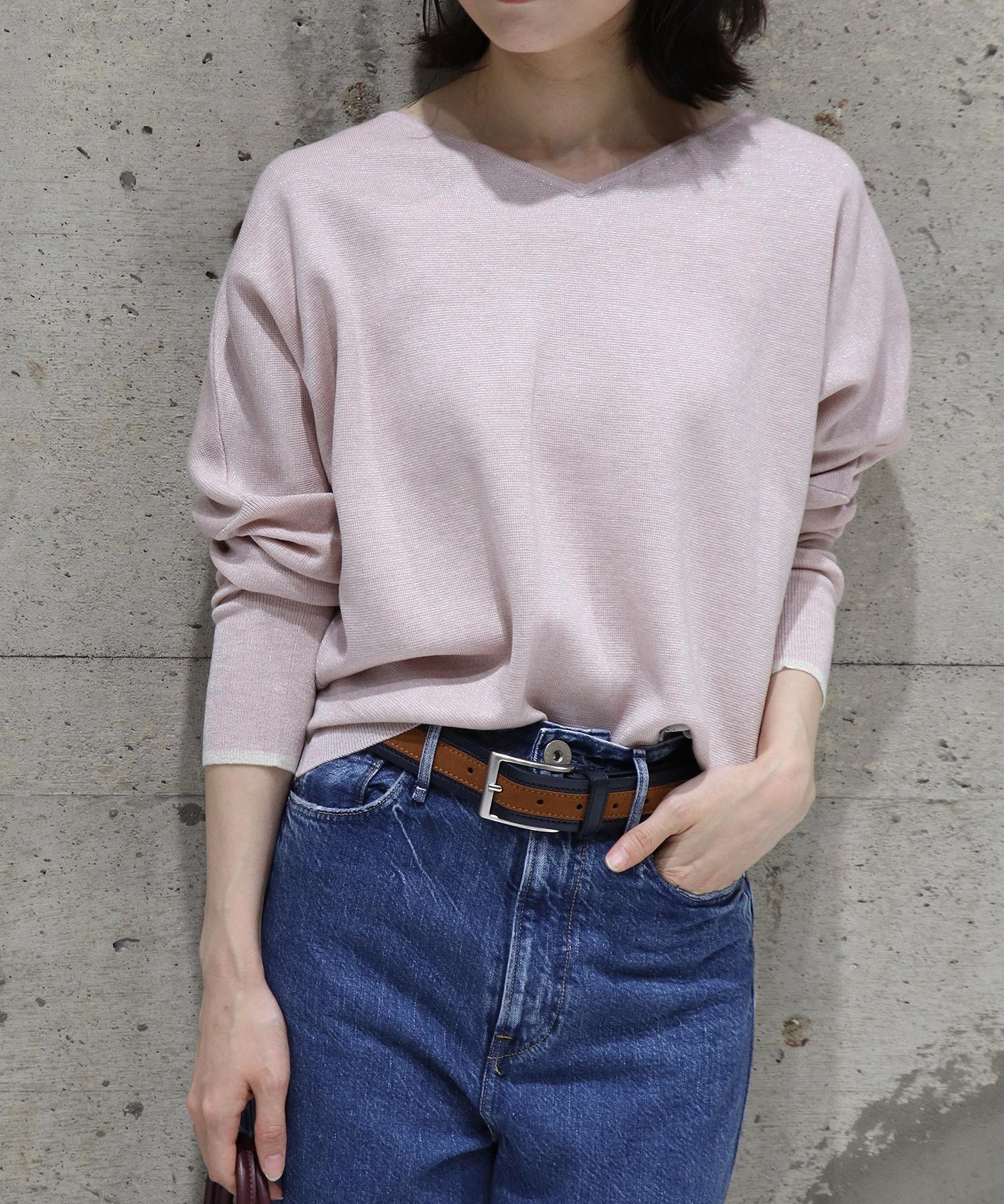 ラメ糸前後2wayドルマンニット