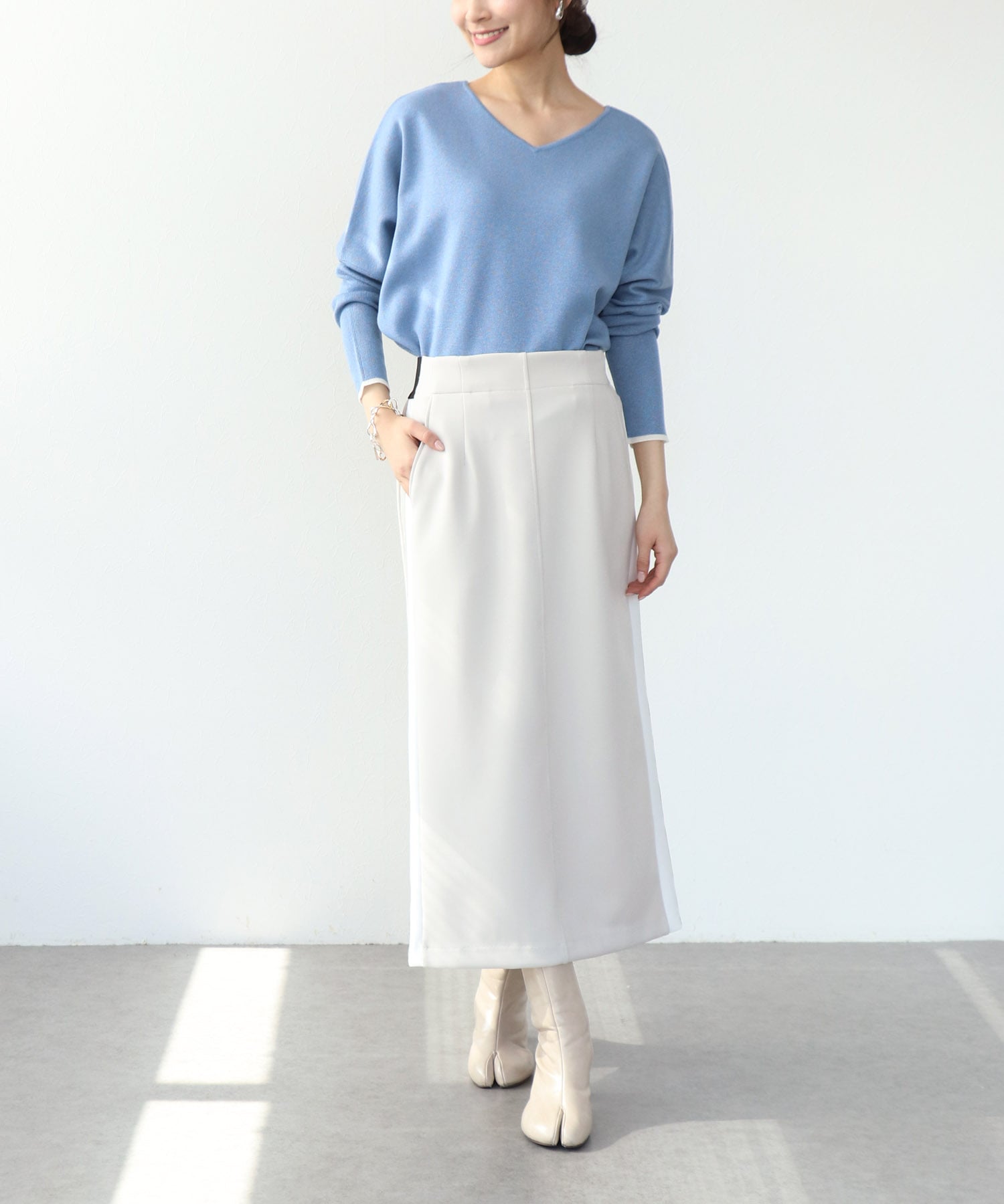 ラメ糸前後2wayドルマンニット