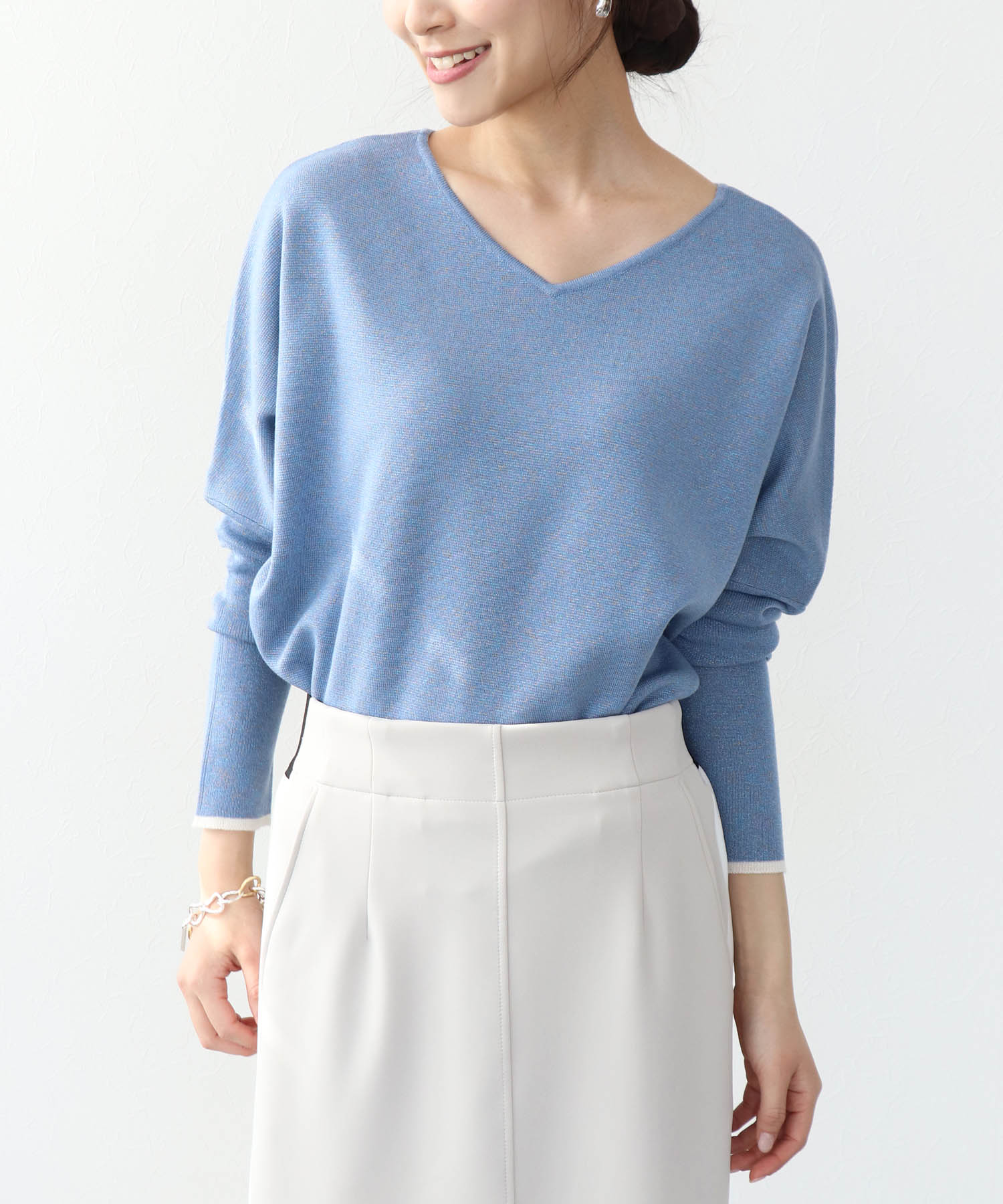 ラメ糸前後2wayドルマンニット