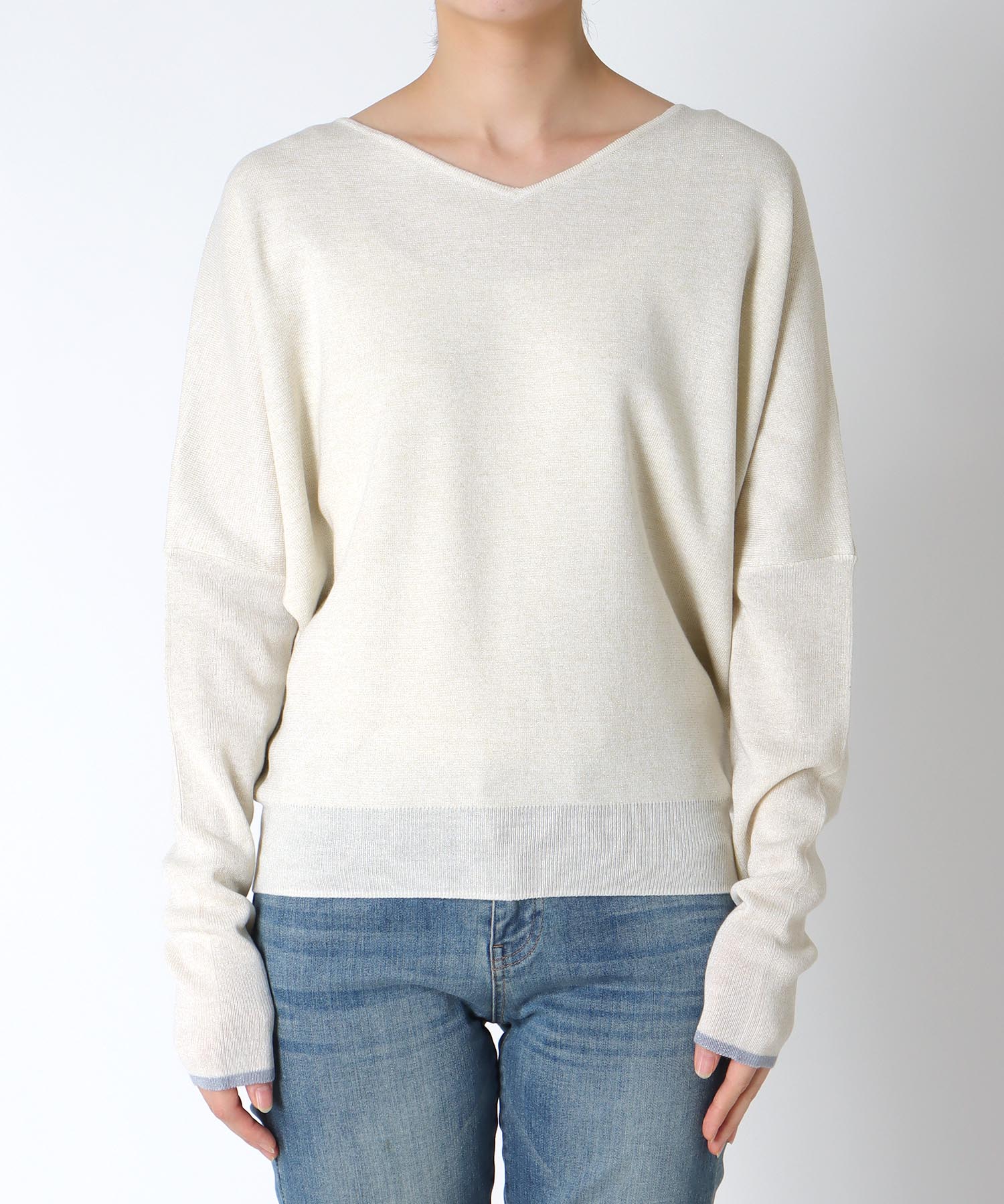 ラメ糸前後2wayドルマンニット