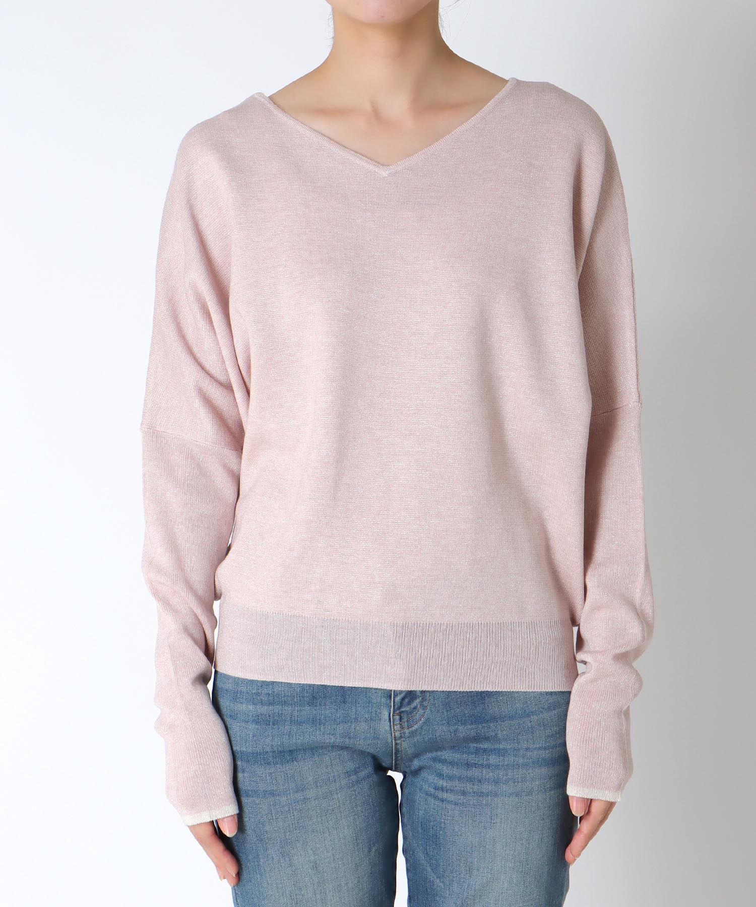 ラメ糸前後2wayドルマンニット