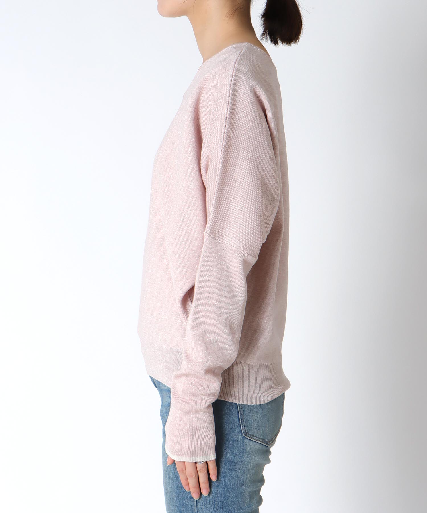 ラメ糸前後2wayドルマンニット