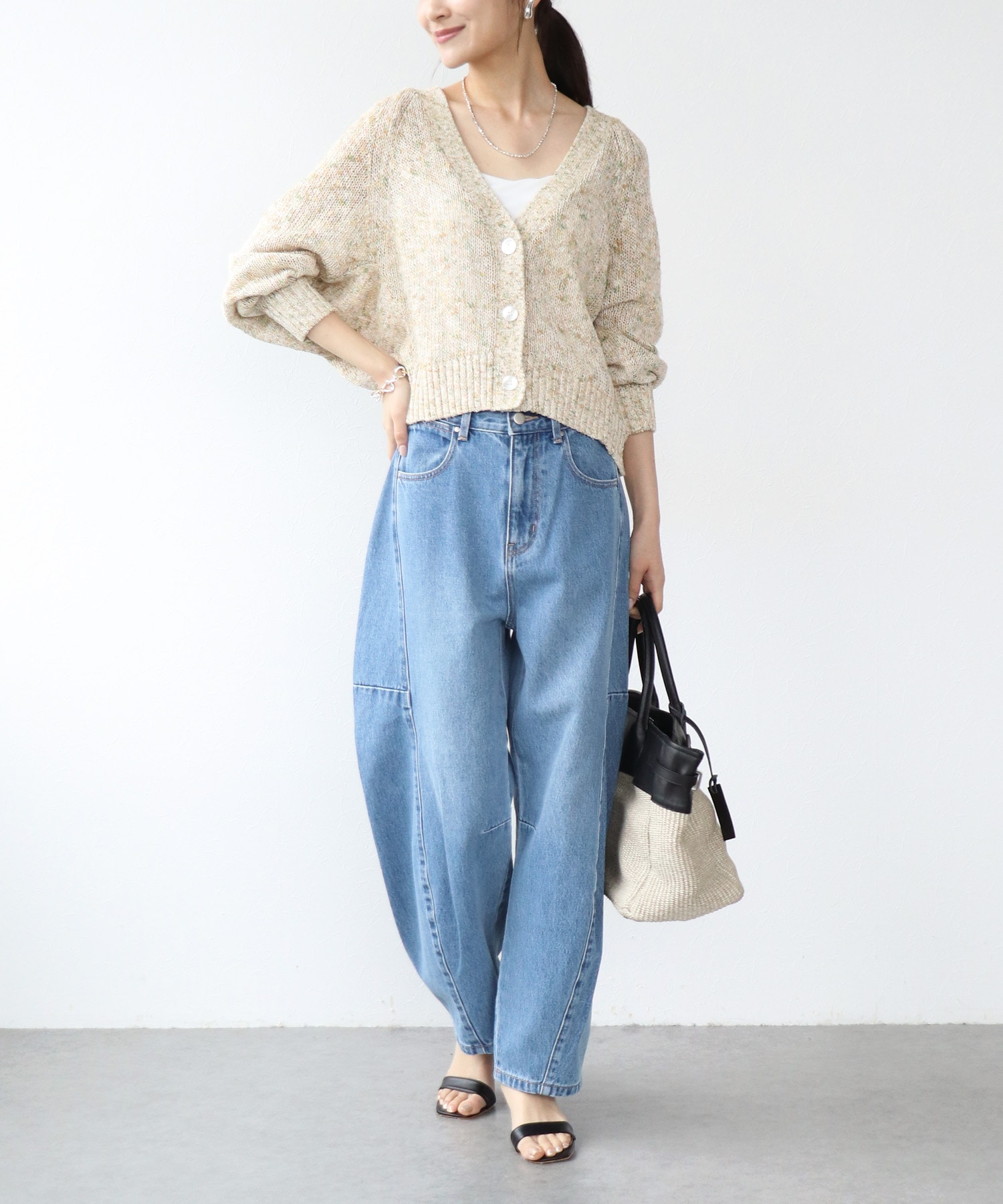 フラミンゴ×和紙ドルマンカーディガン