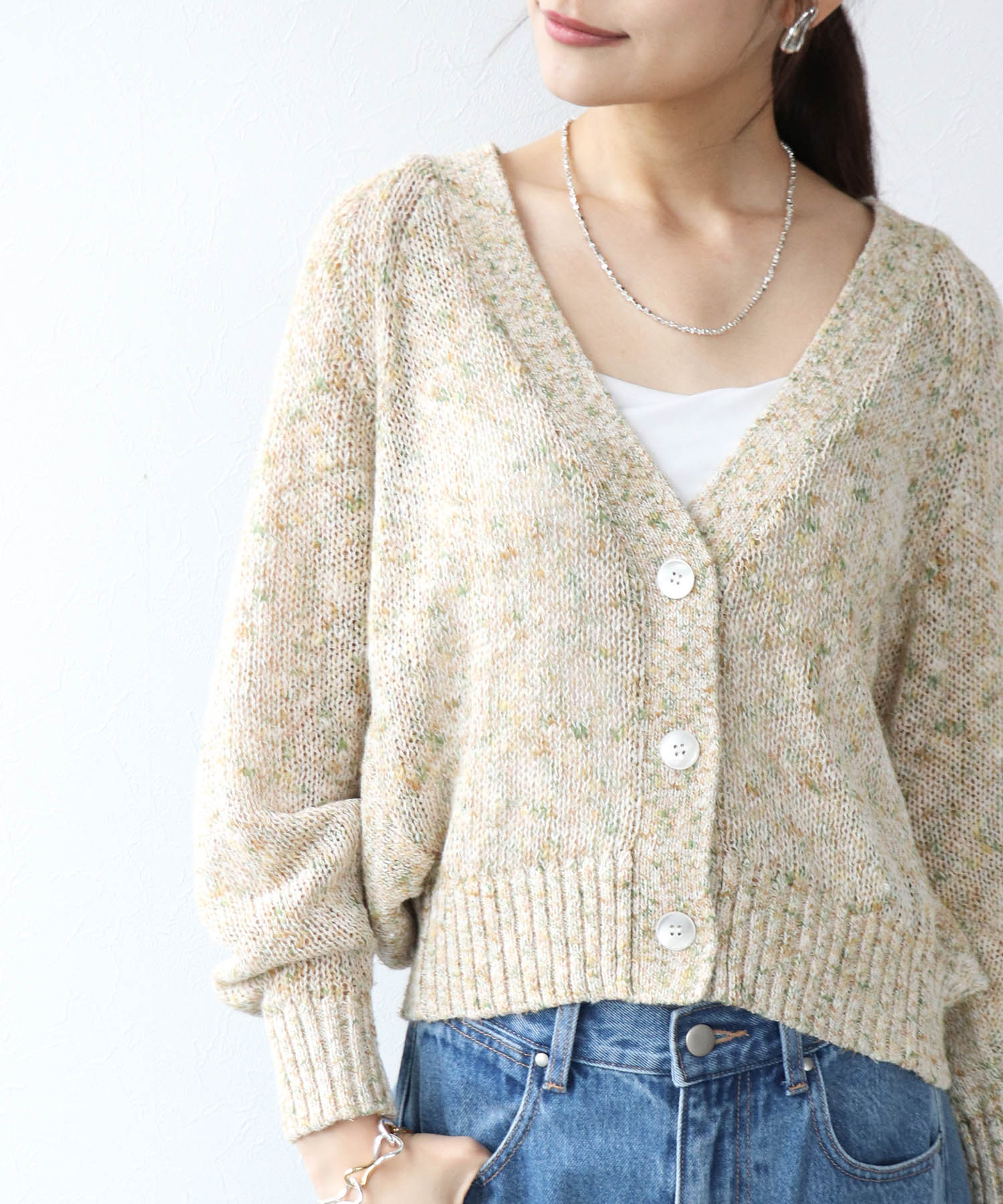 フラミンゴ×和紙ドルマンカーディガン