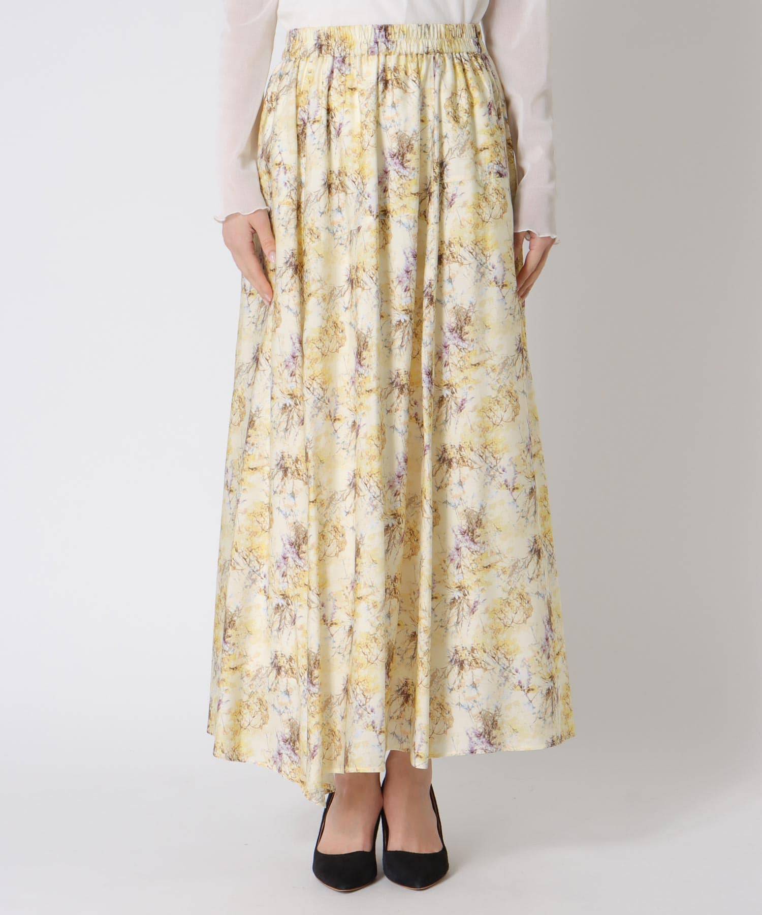 フラワープリントヘムスカート