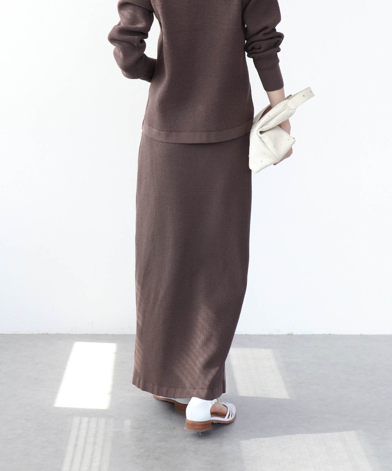 ワッフル編みロングスカート