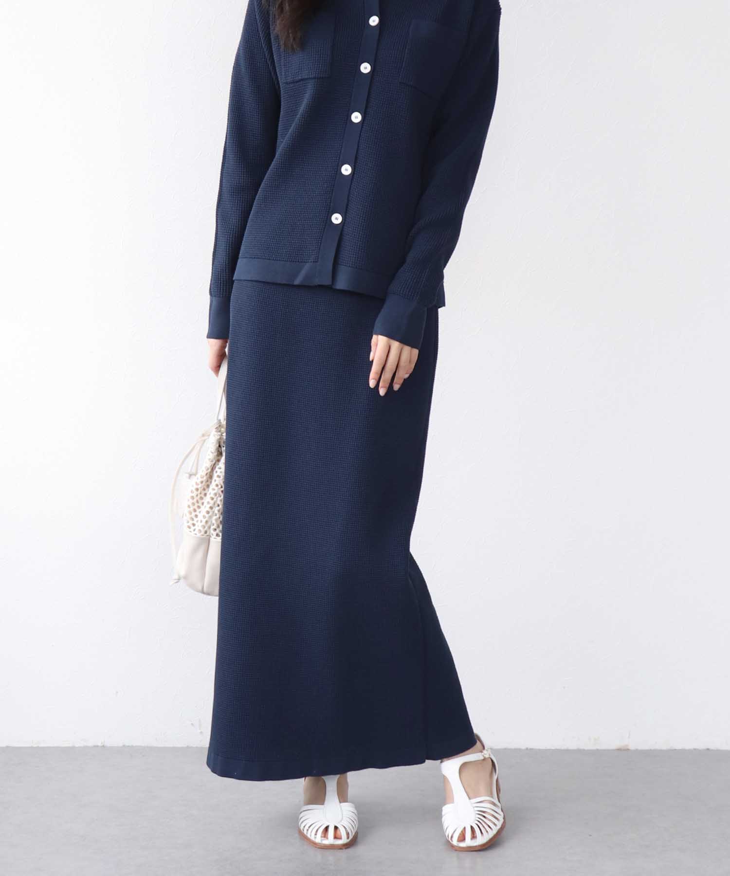 ワッフル編みロングスカート