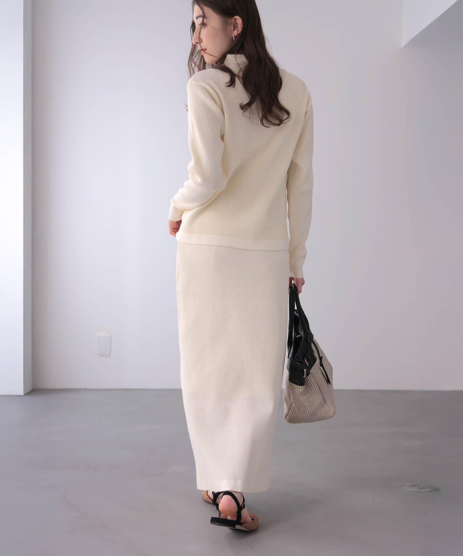 ワッフル編みロングスカート