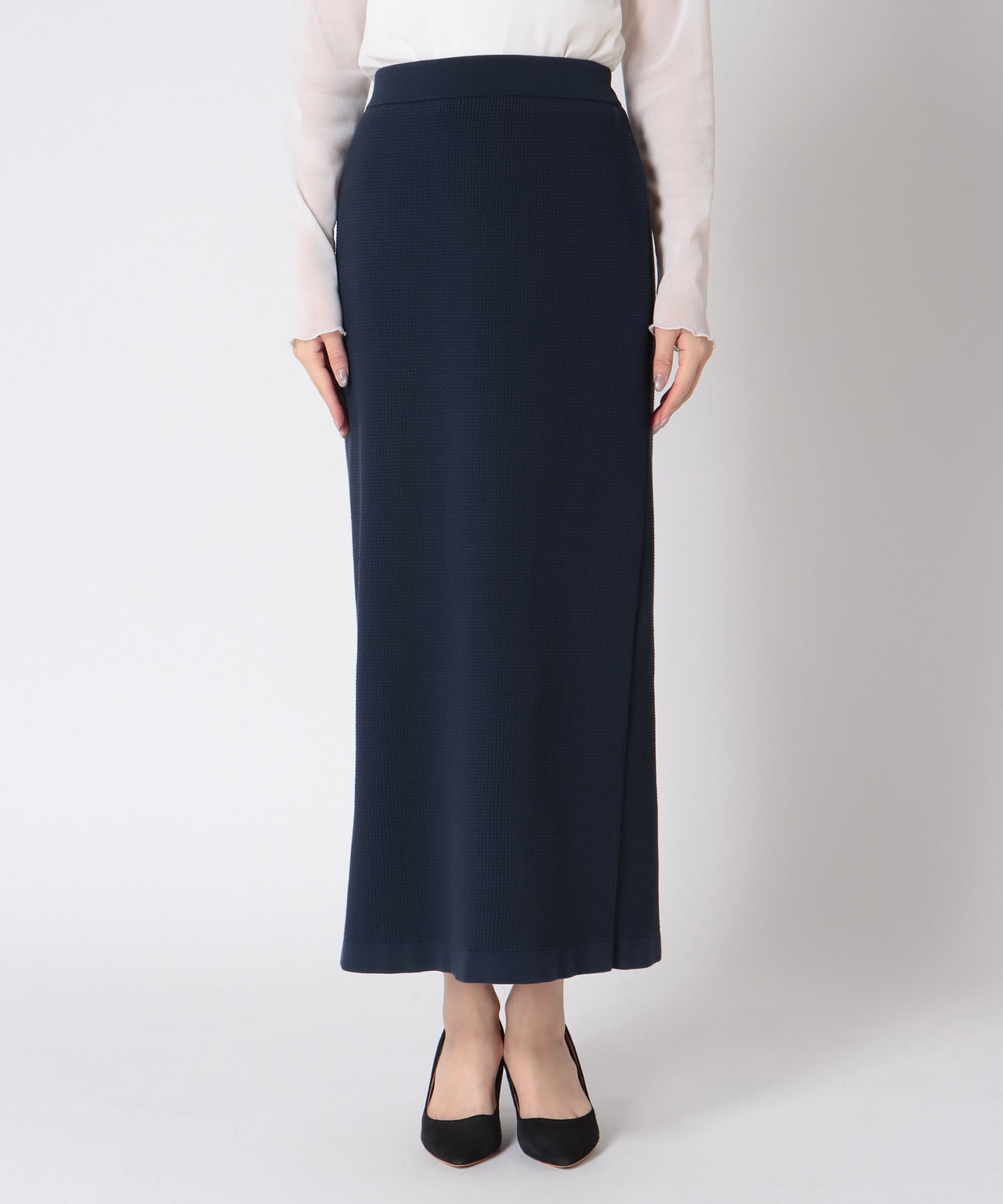 ワッフル編みロングスカート