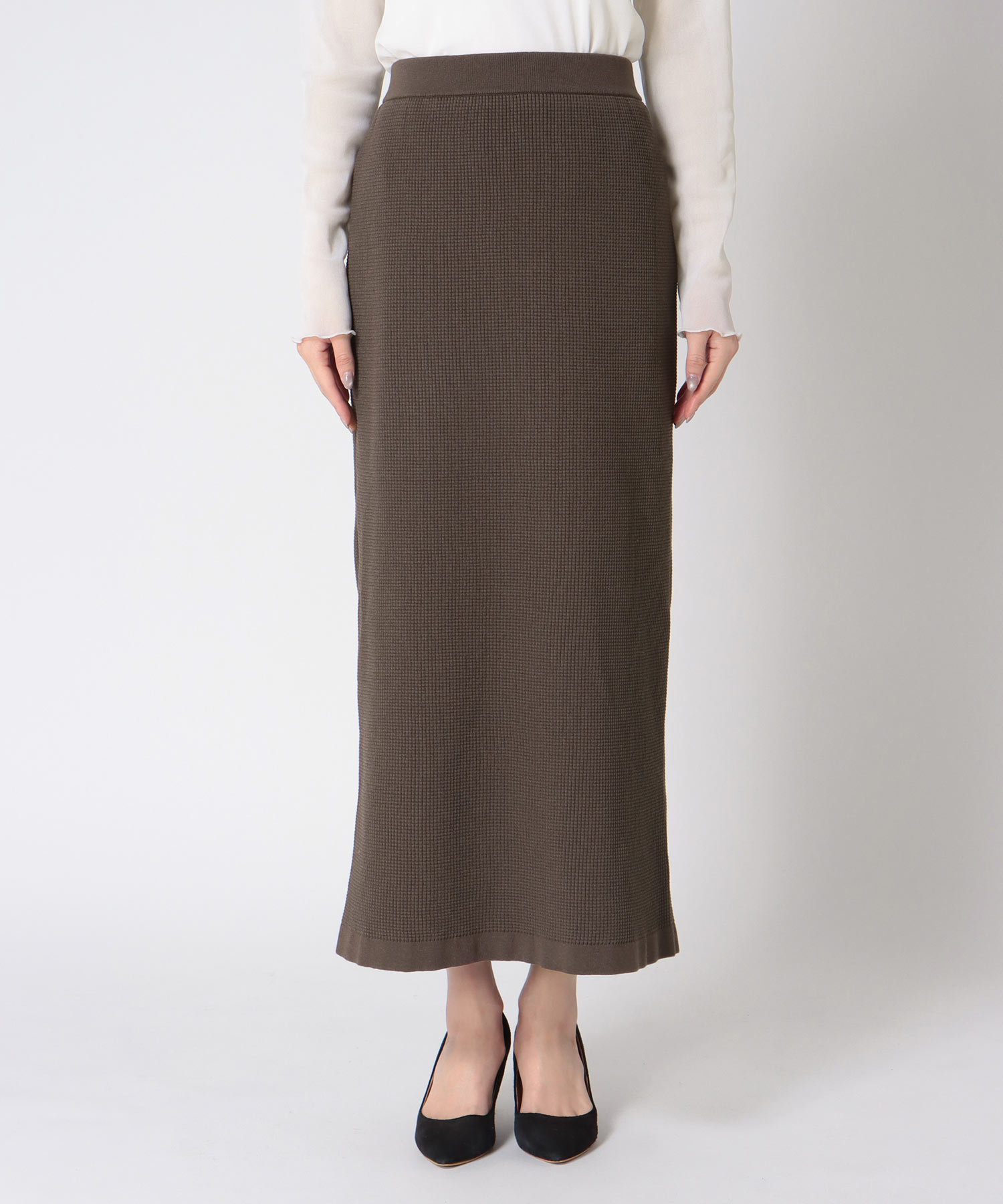ワッフル編みロングスカート