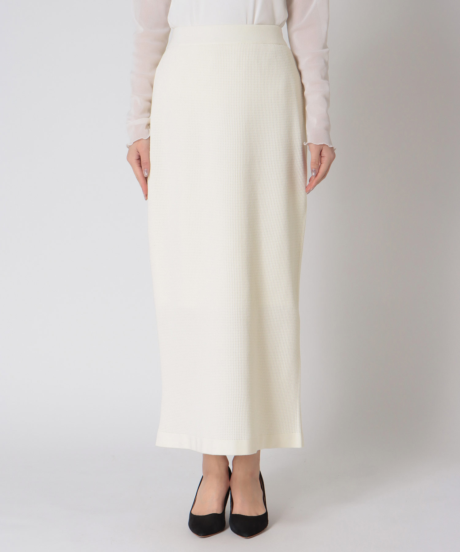 ワッフル編みロングスカート