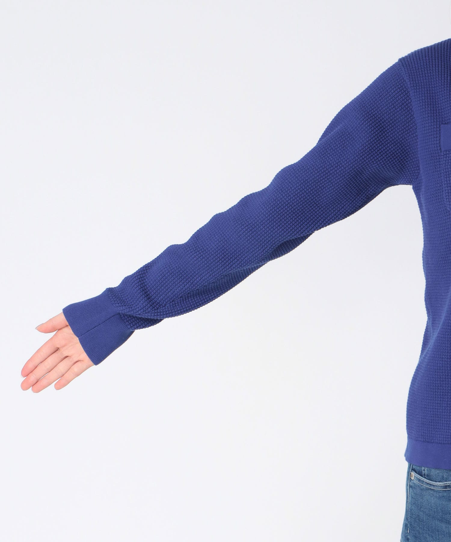 ワッフル編み襟付きカーディガン