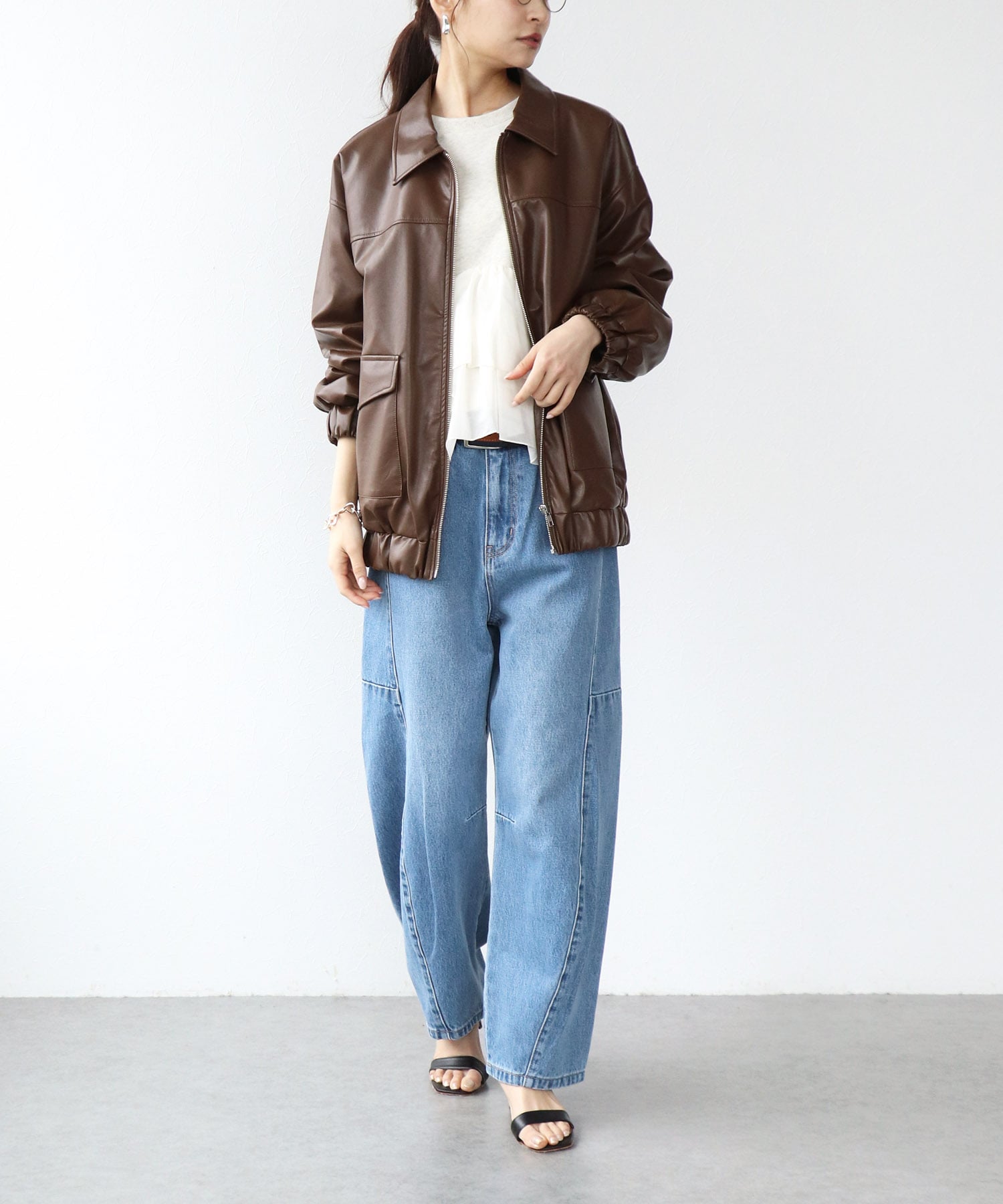 フェイクレザーブルゾン