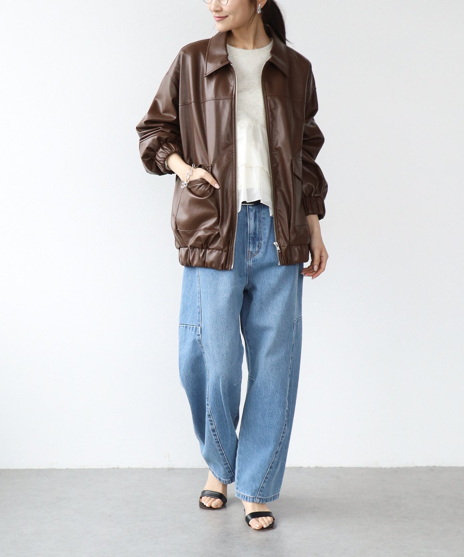 フェイクレザーブルゾン