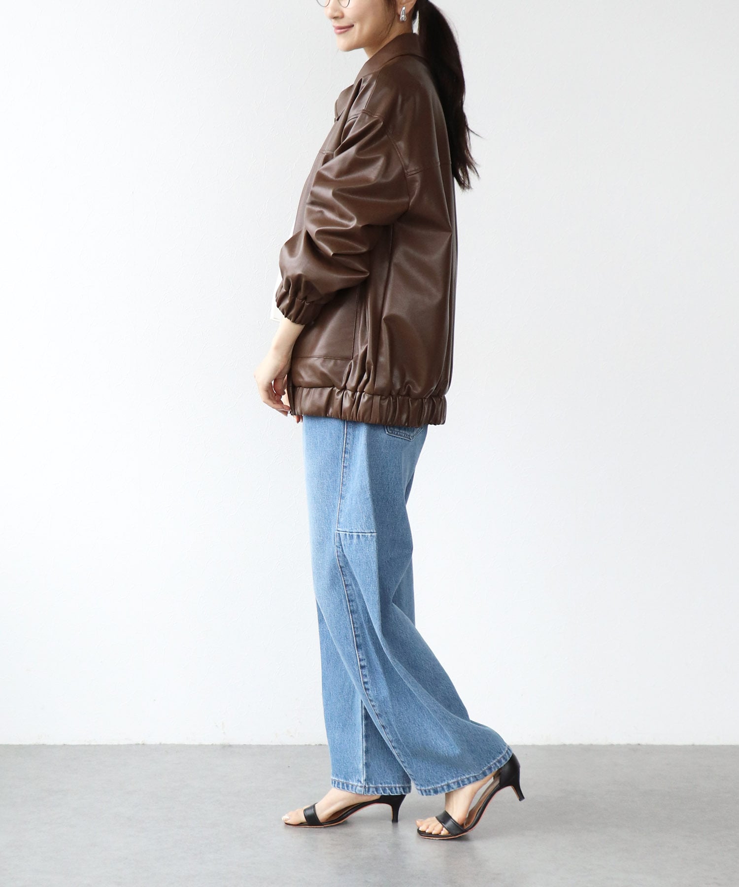 フェイクレザーブルゾン