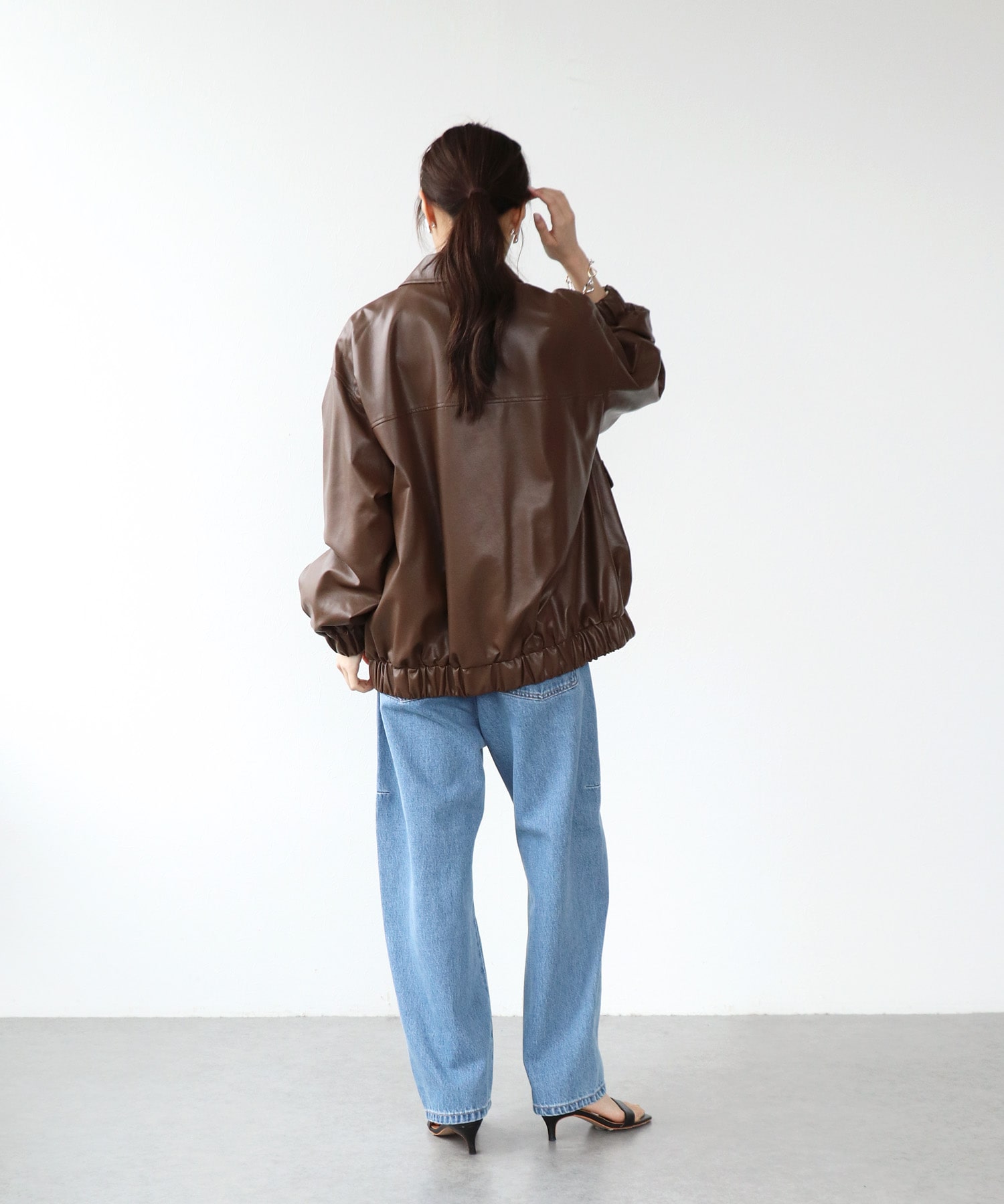 フェイクレザーブルゾン