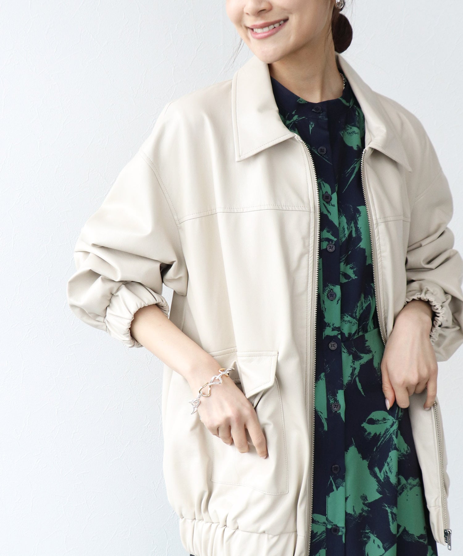 フェイクレザーブルゾン