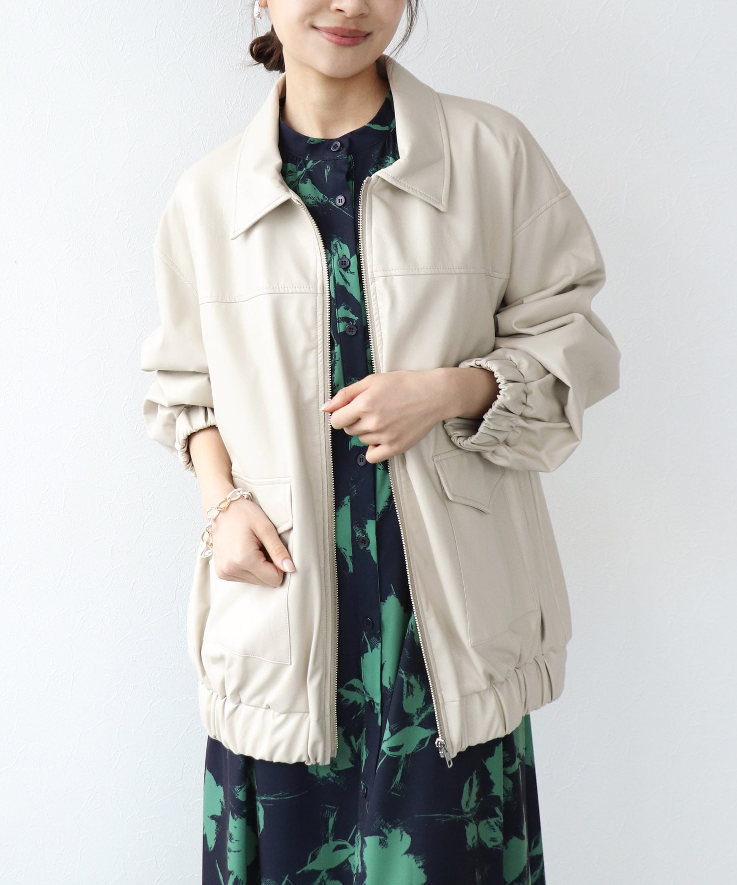 フェイクレザーブルゾン