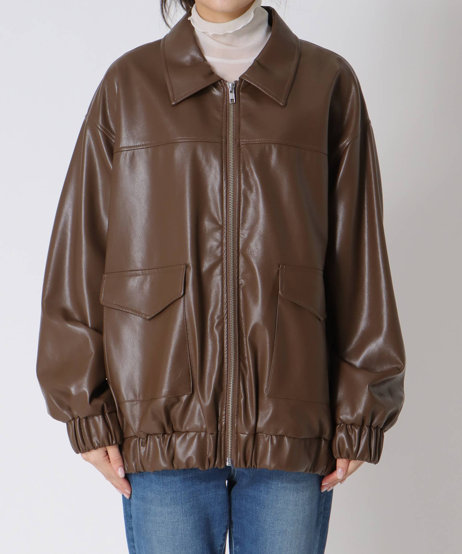 フェイクレザーブルゾン