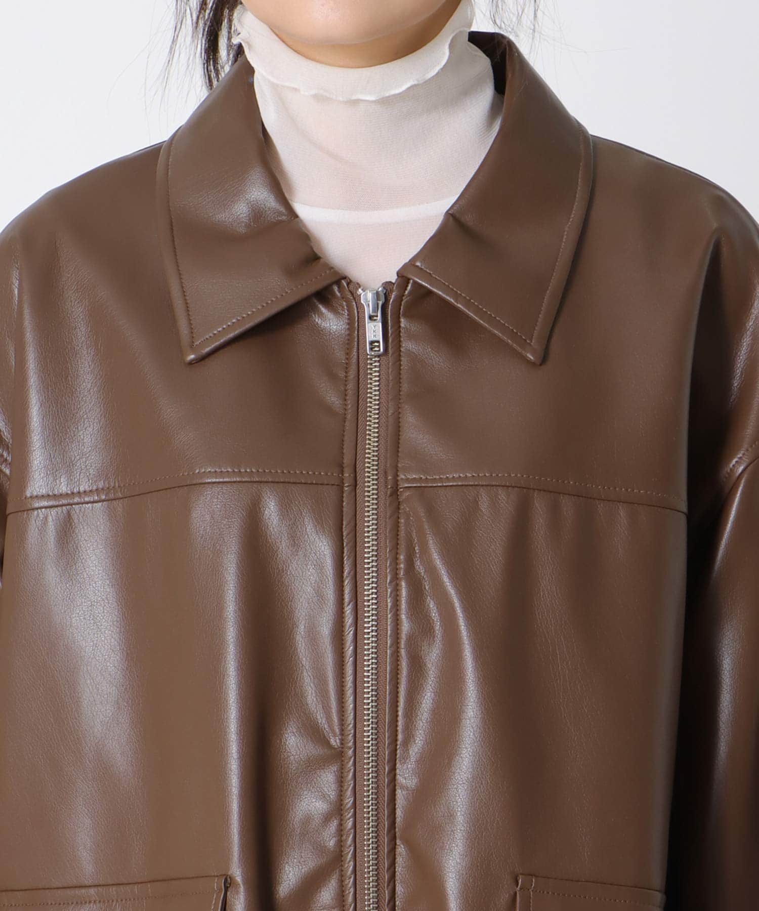 フェイクレザーブルゾン