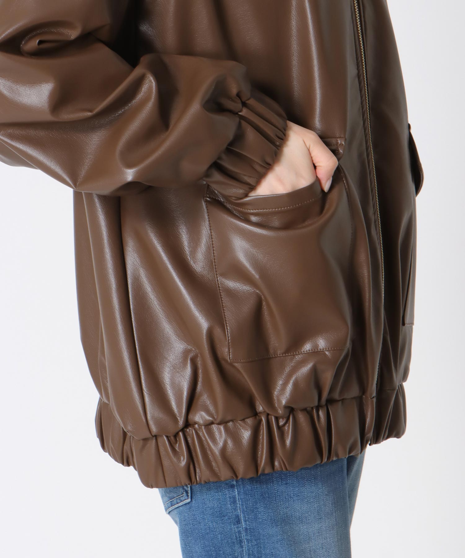 フェイクレザーブルゾン