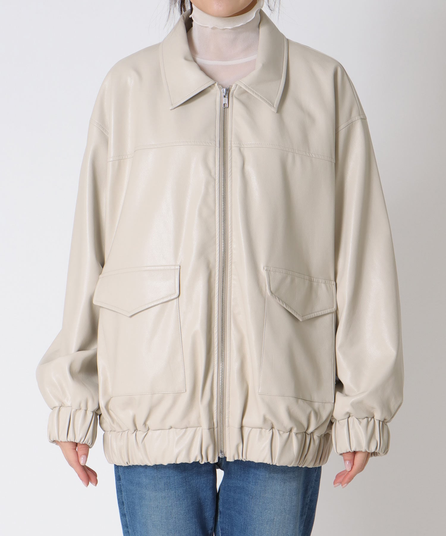 フェイクレザーブルゾン