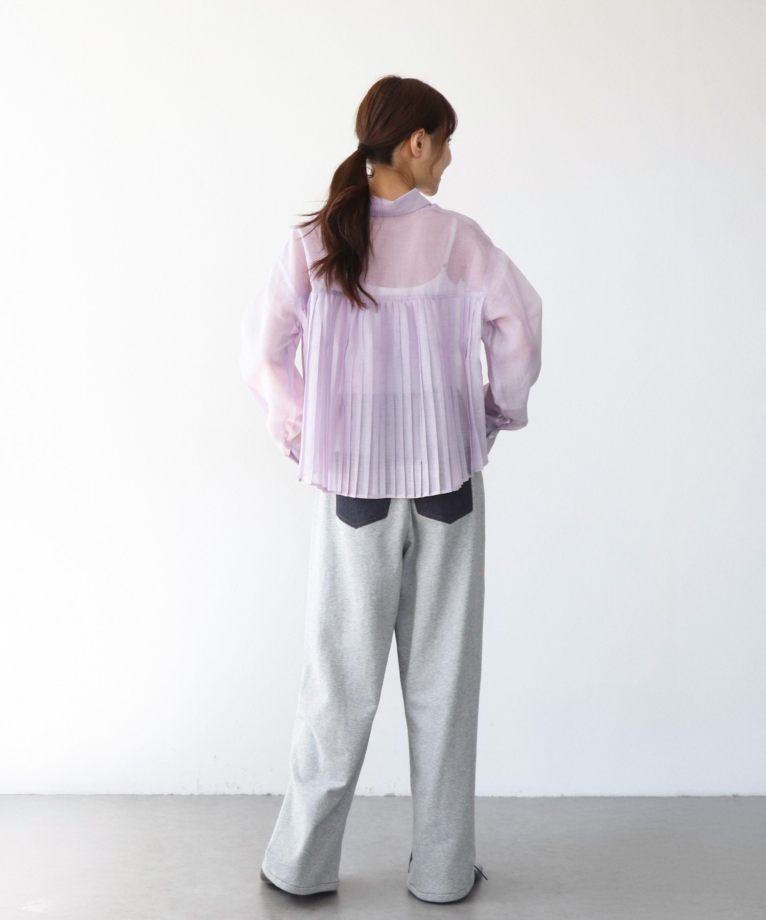 デニム×裏毛ワイドパンツ