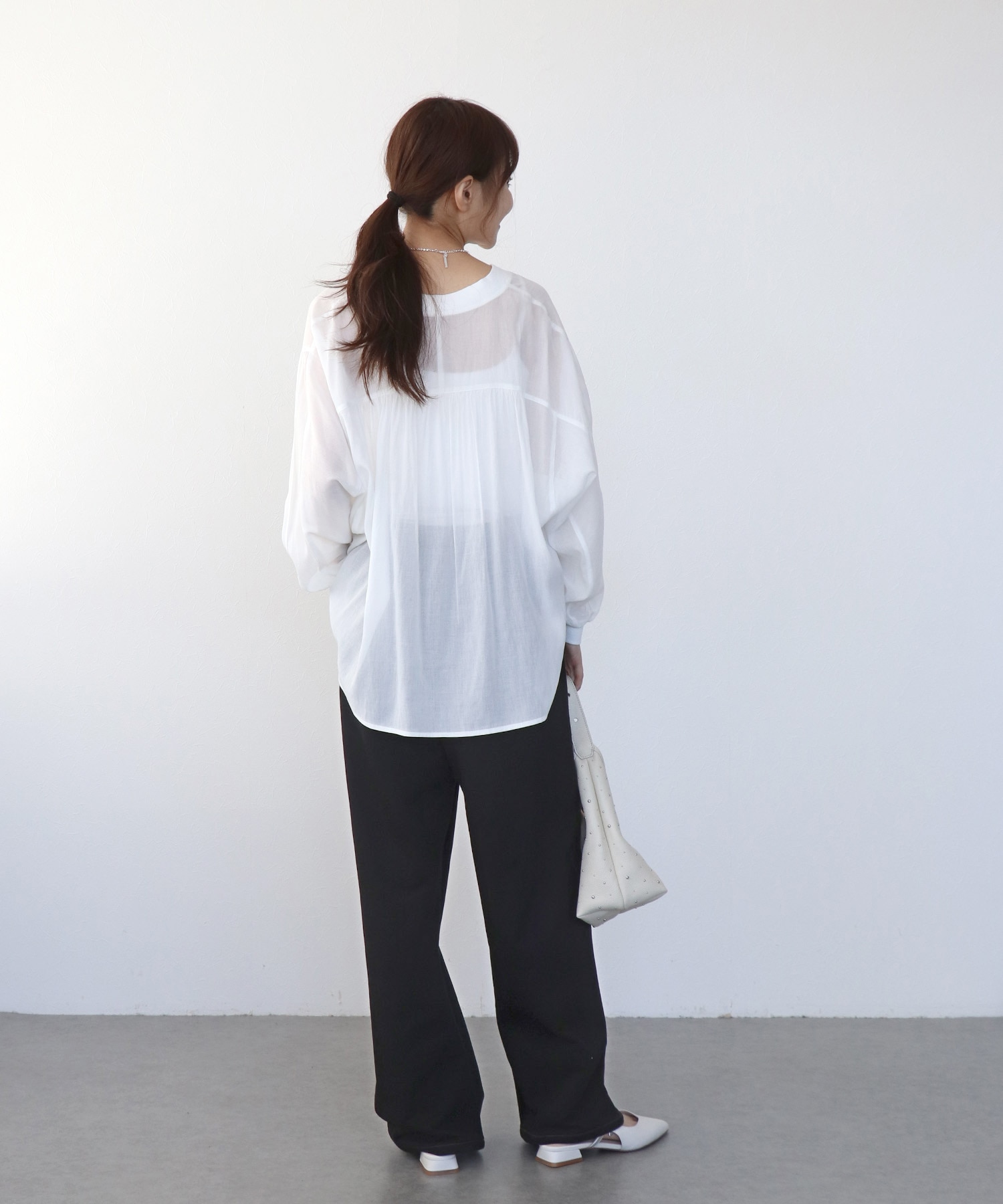 デニム×裏毛ワイドパンツ